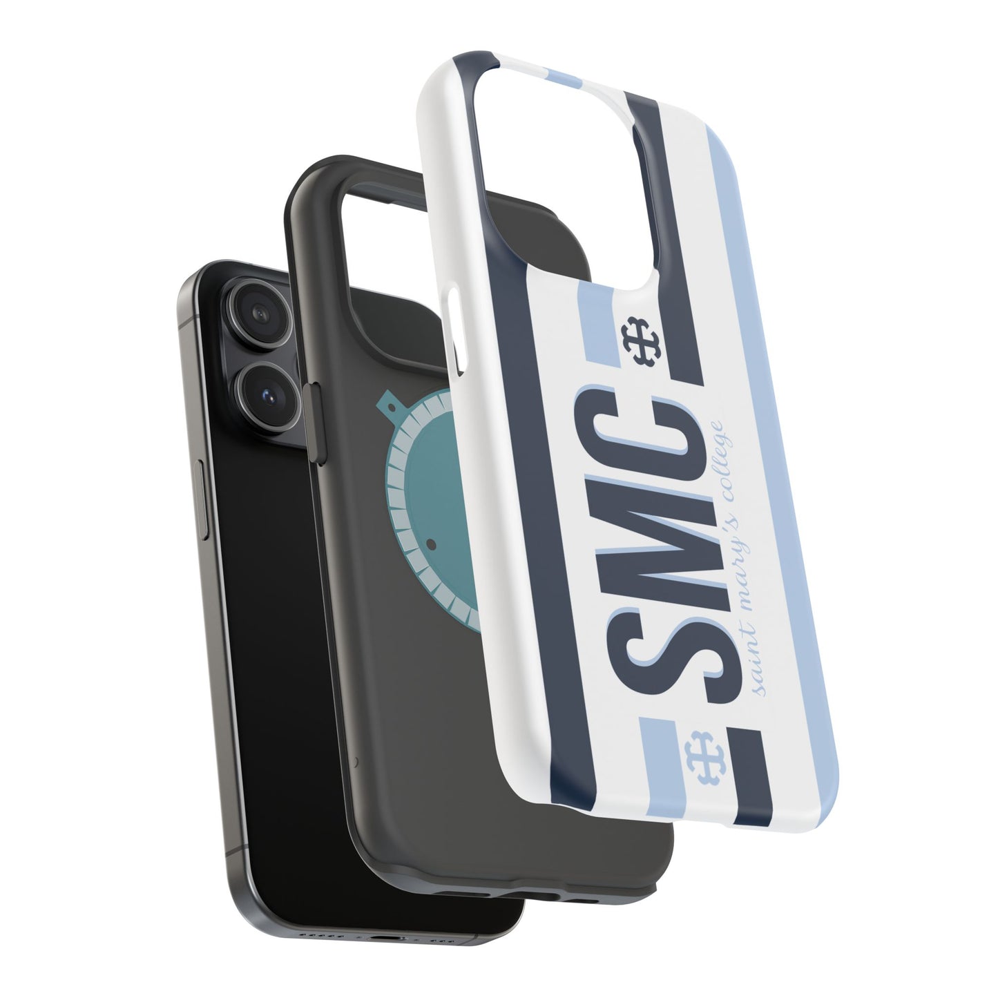 Saint Mary's College Navy/Belles Blue Striped Magnetic Phone Case | French Cross | Better in Blue Co.