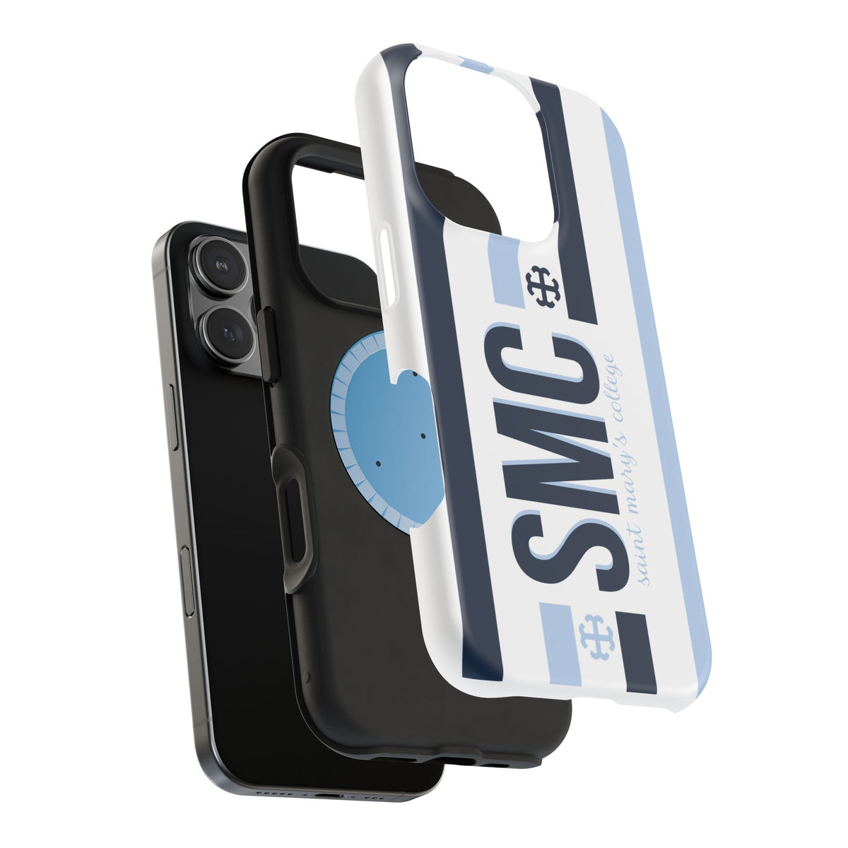 Saint Mary's College Navy/Belles Blue Striped Magnetic Phone Case | French Cross | Better in Blue Co.