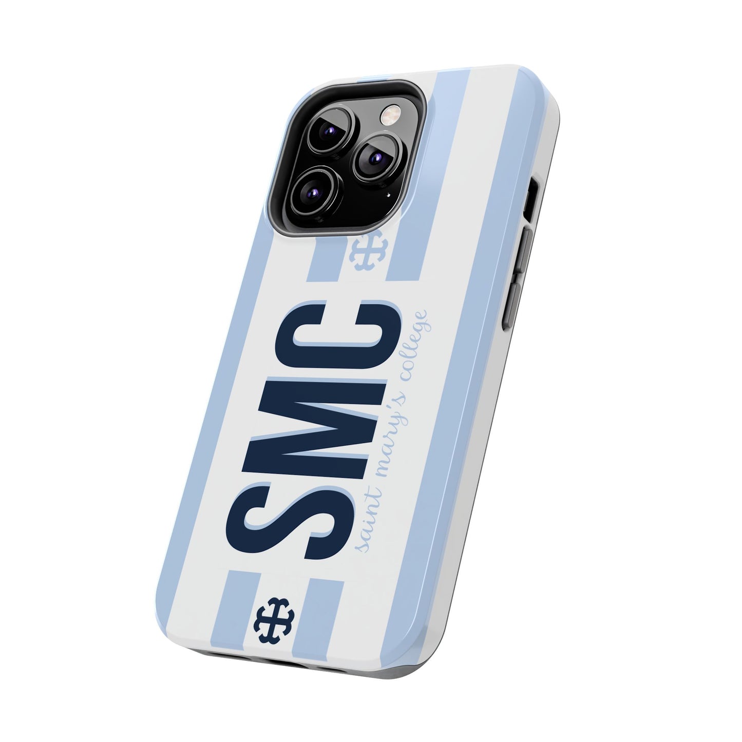 Saint Mary's College Belles Blue Striped Phone Case | French Cross | Better in Blue Co.
