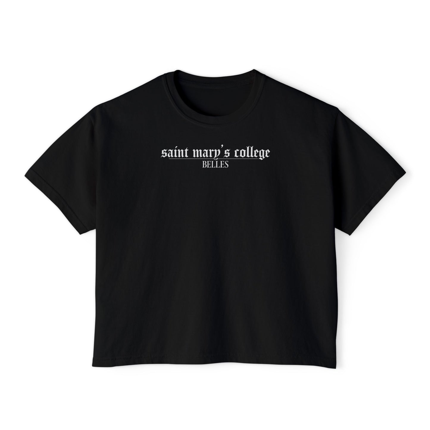 Saint Mary's College Black Boxy Tee | Gothic Font | Better in Blue Co.