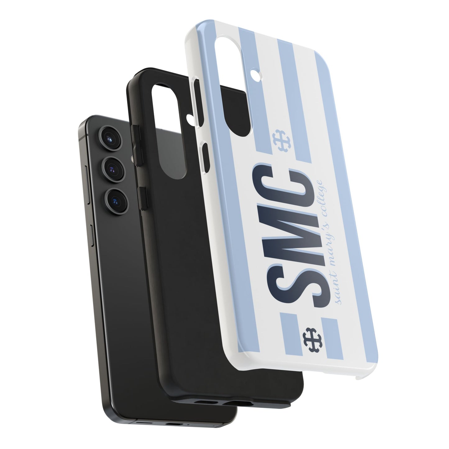 Saint Mary's College Belles Blue Striped Phone Case | French Cross | Better in Blue Co.