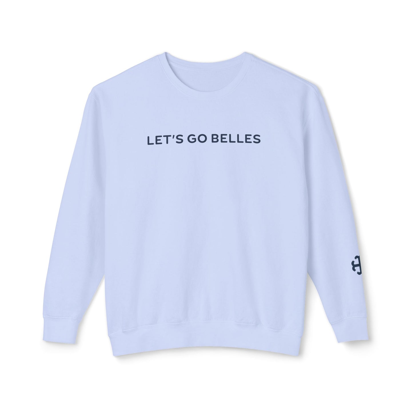 Saint Mary's College "Let's Go Belles" with French Cross Lightweight Crewneck | 1844 | Smick | Better in Blue Co.