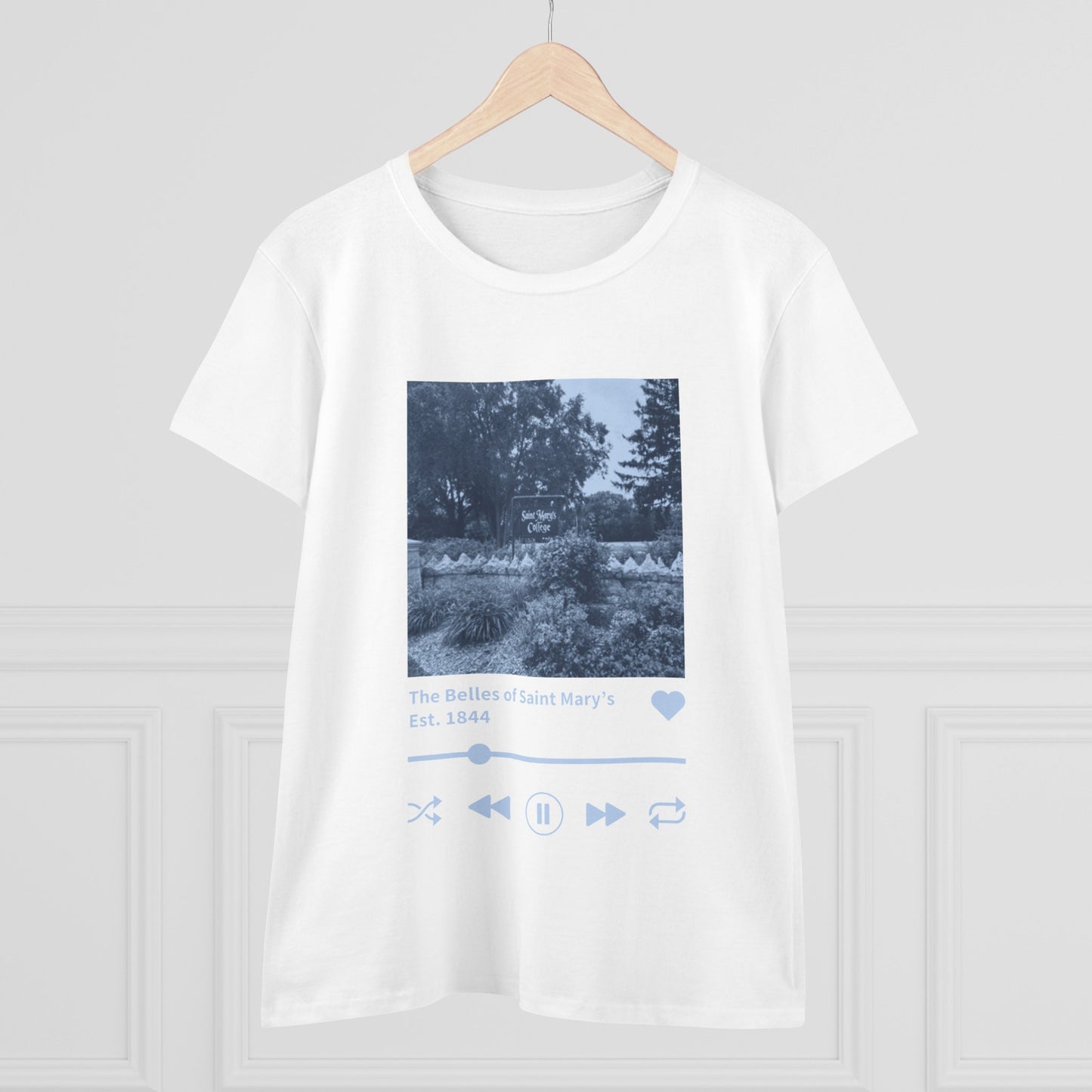 Saint Mary's College "The Belles of Saint Mary's" Music Player Women's Midweight Cotton Tee | Better in Blue Co.