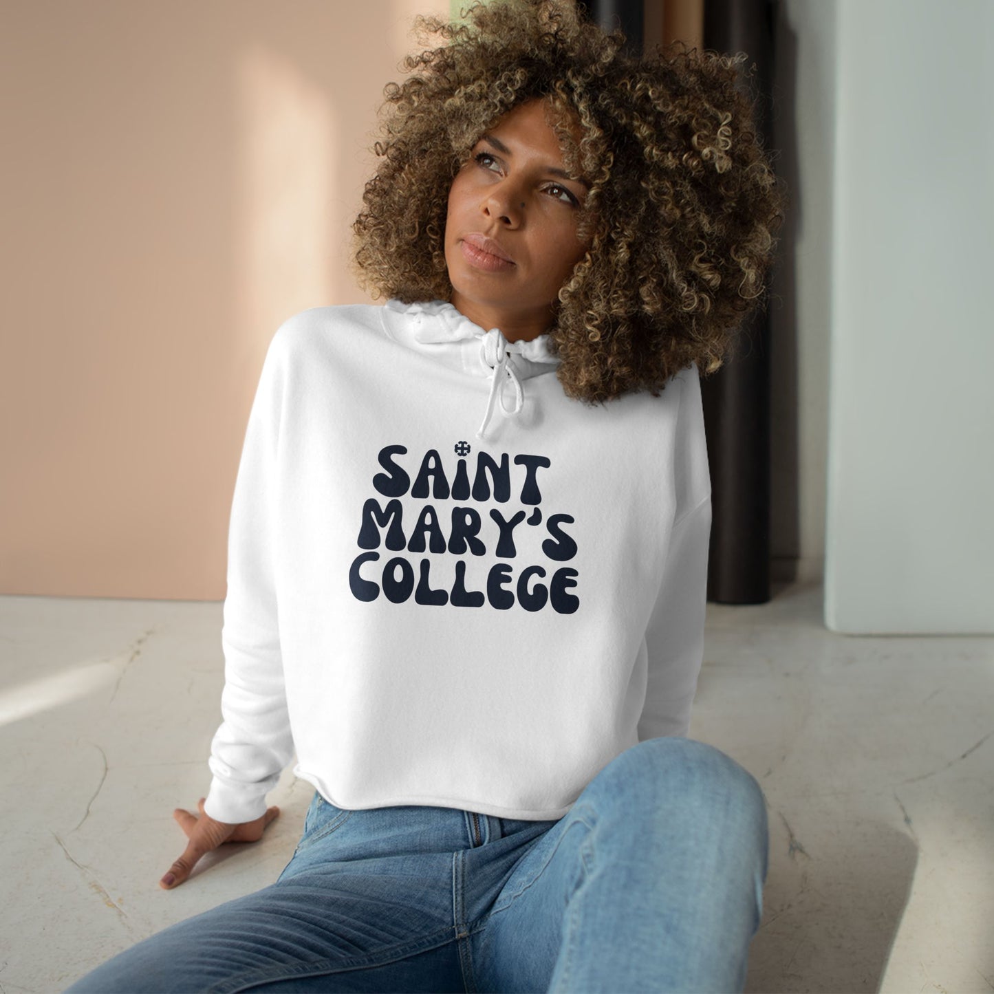 Saint Mary's College Vintage Since 1844 Crop Hoodie | French Cross | Belle Yeah | Better in Blue Co.