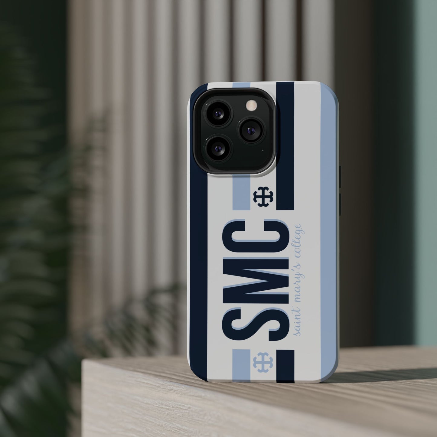 Saint Mary's College Navy/Belles Blue Striped Magnetic Phone Case | French Cross | Better in Blue Co.