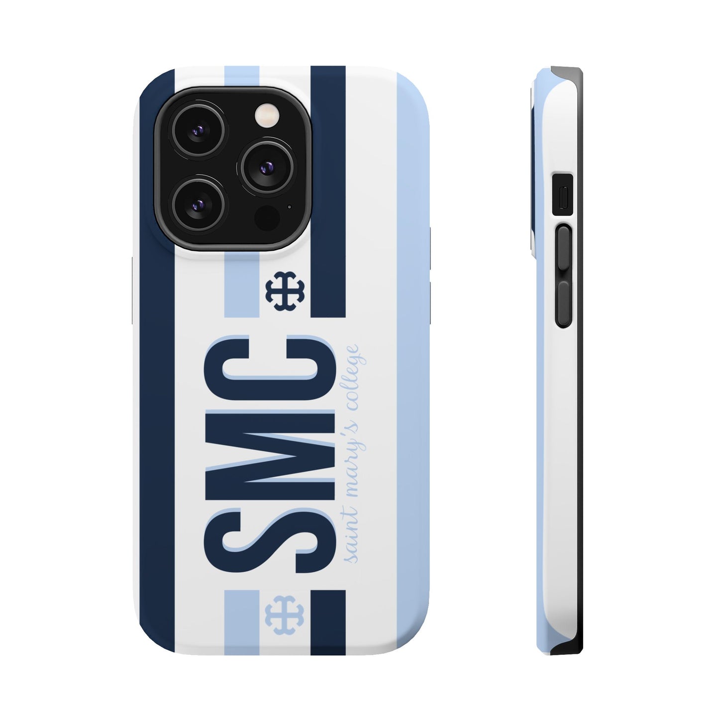 Saint Mary's College Navy/Belles Blue Striped Magnetic Phone Case | French Cross | Better in Blue Co.