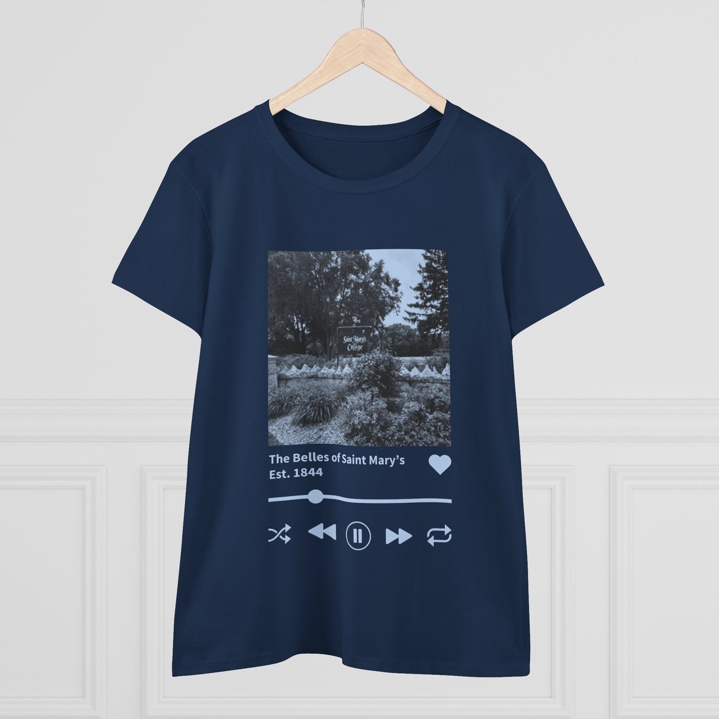 Saint Mary's College "The Belles of Saint Mary's" Music Player Women's Midweight Cotton Tee | Better in Blue Co.