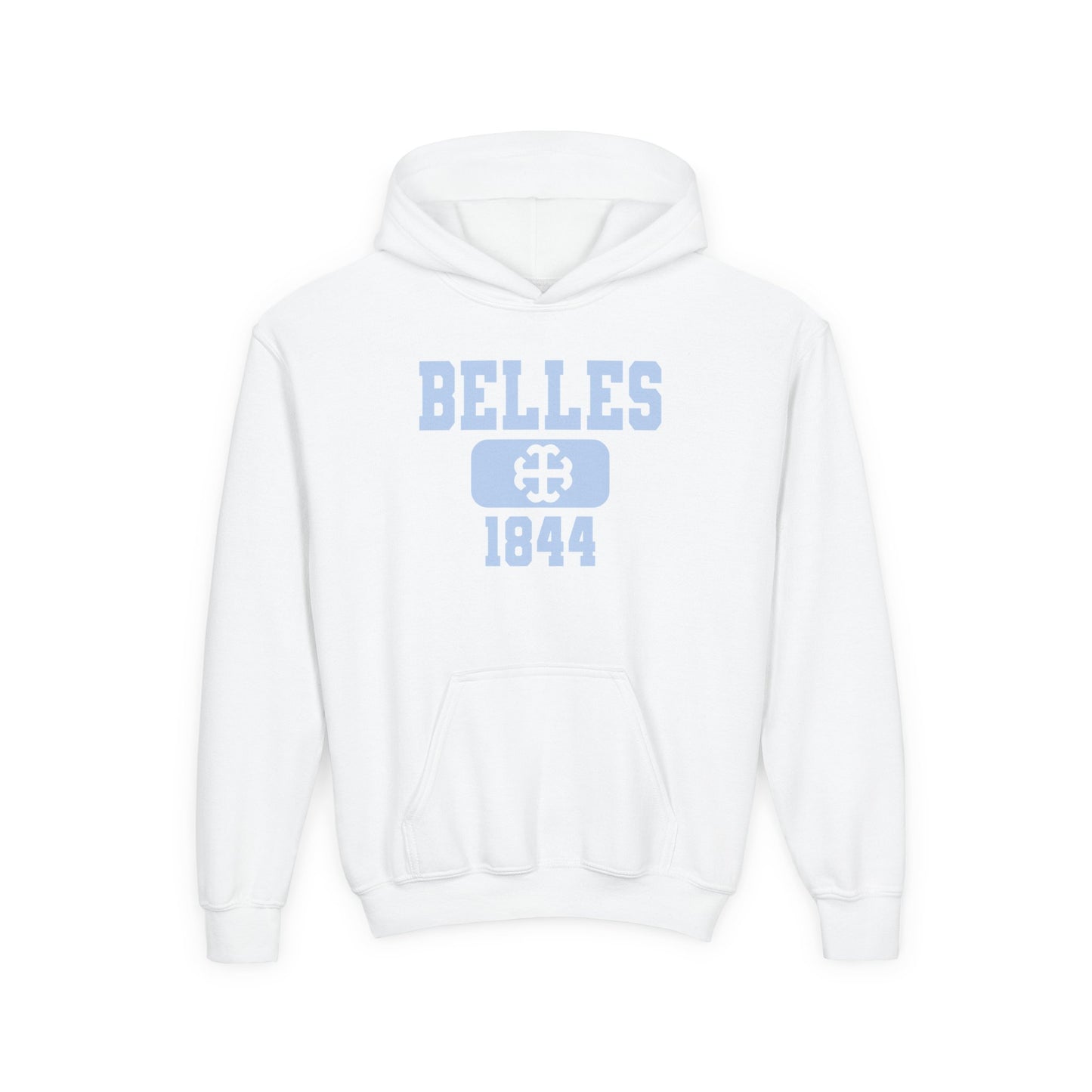 Youth Saint Mary's College Belles 1844 Heavy Blend Hooded Sweatshirt | French Cross | Better in Blue Co.