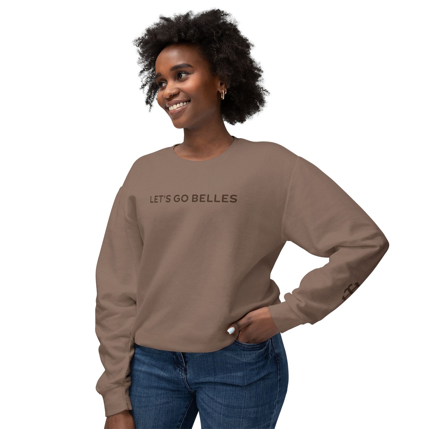 Saint Mary's College "Let's Go Belles" with French Cross Lightweight Crewneck | 1844 | Smick | Better in Blue Co.