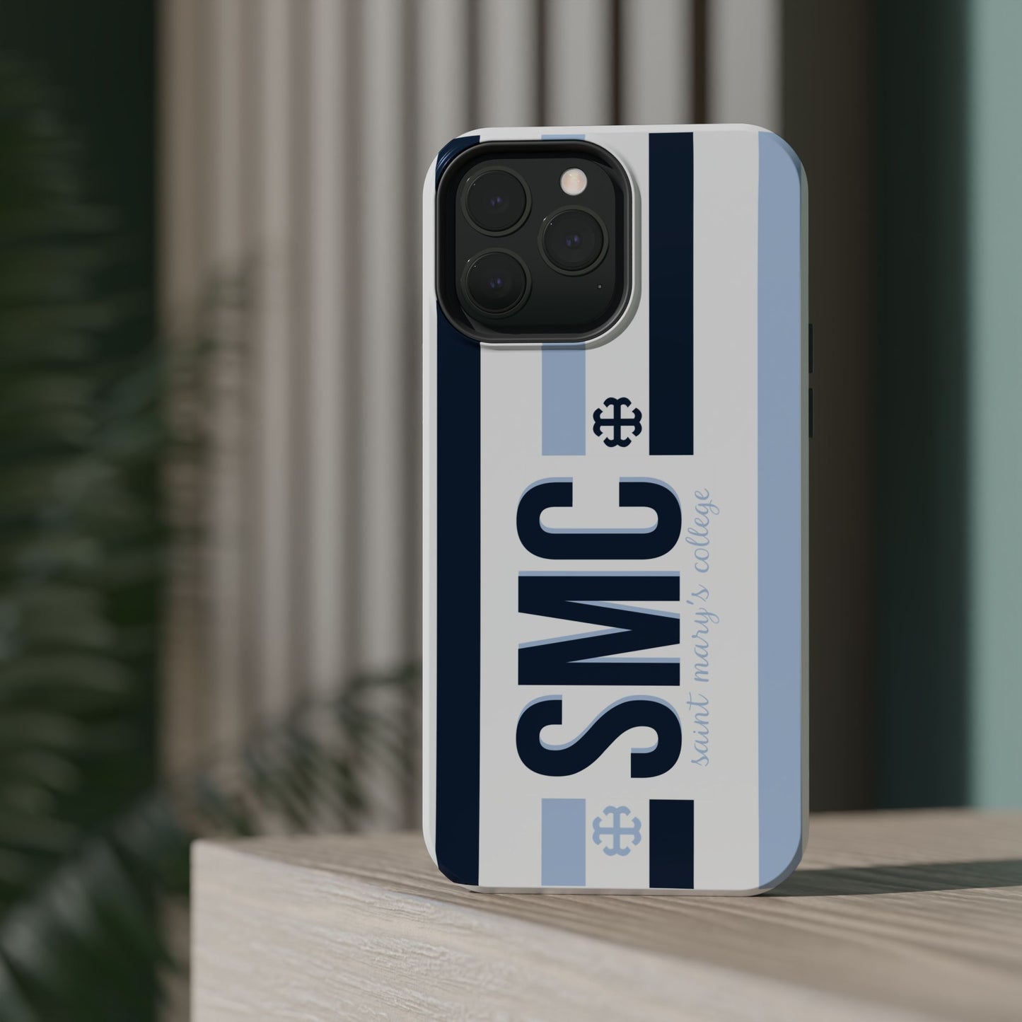 Saint Mary's College Navy/Belles Blue Striped Magnetic Phone Case | French Cross | Better in Blue Co.