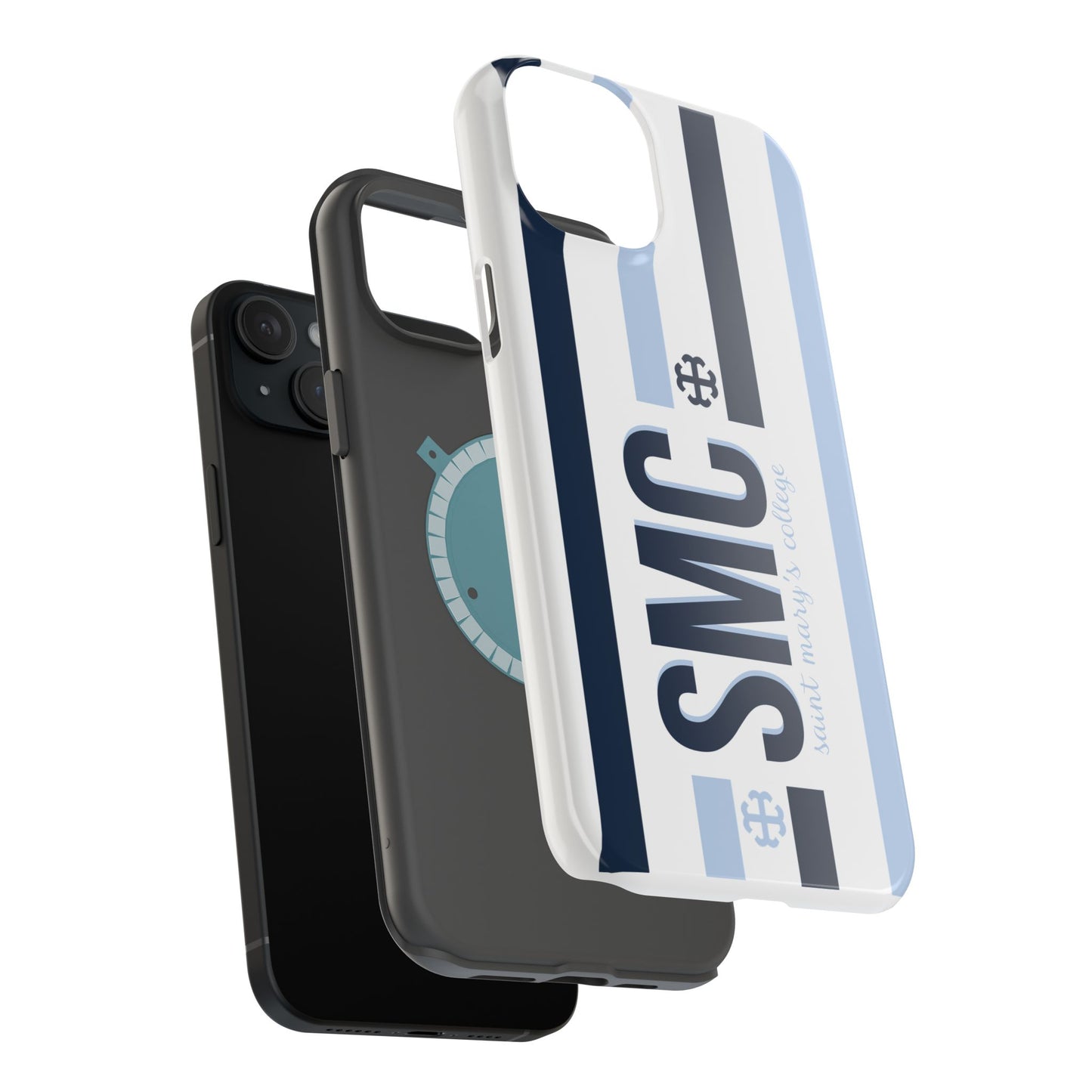 Saint Mary's College Navy/Belles Blue Striped Magnetic Phone Case | French Cross | Better in Blue Co.