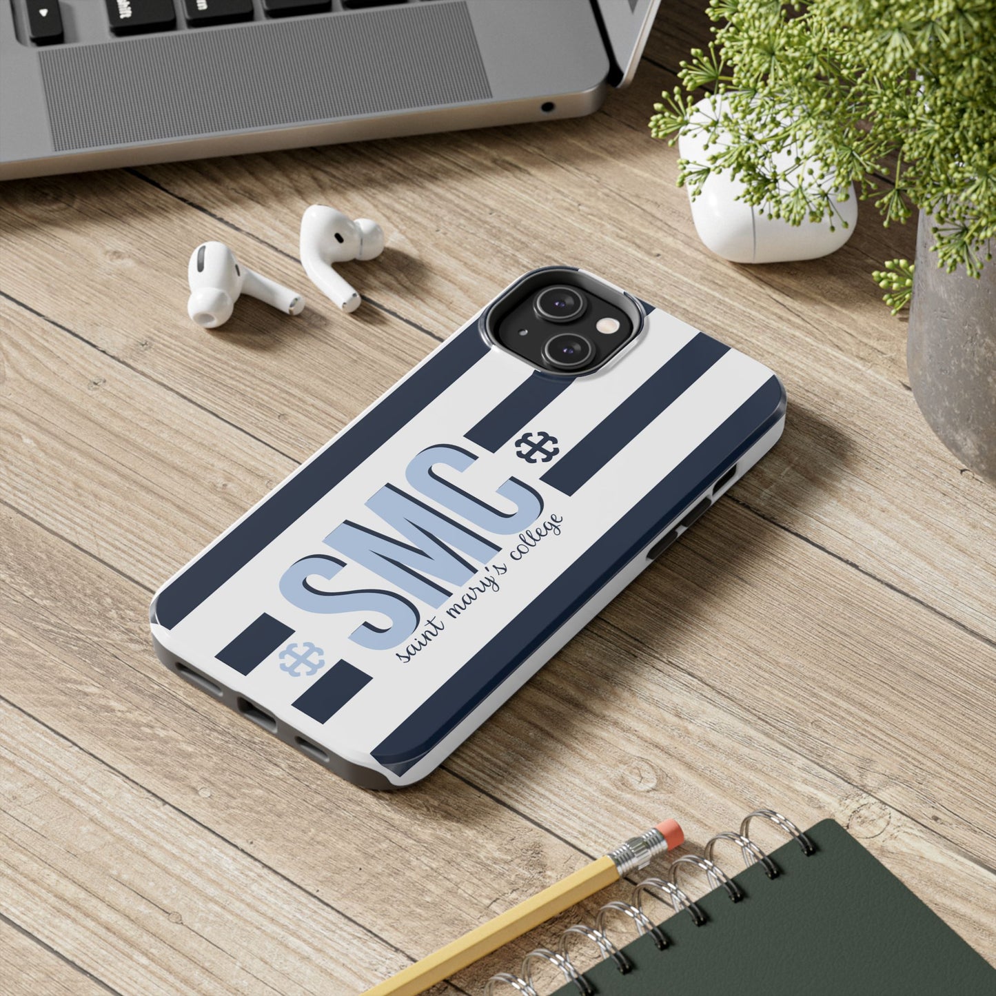 Saint Mary's College Navy Blue Striped Phone Case | French Cross | Better in Blue Co.