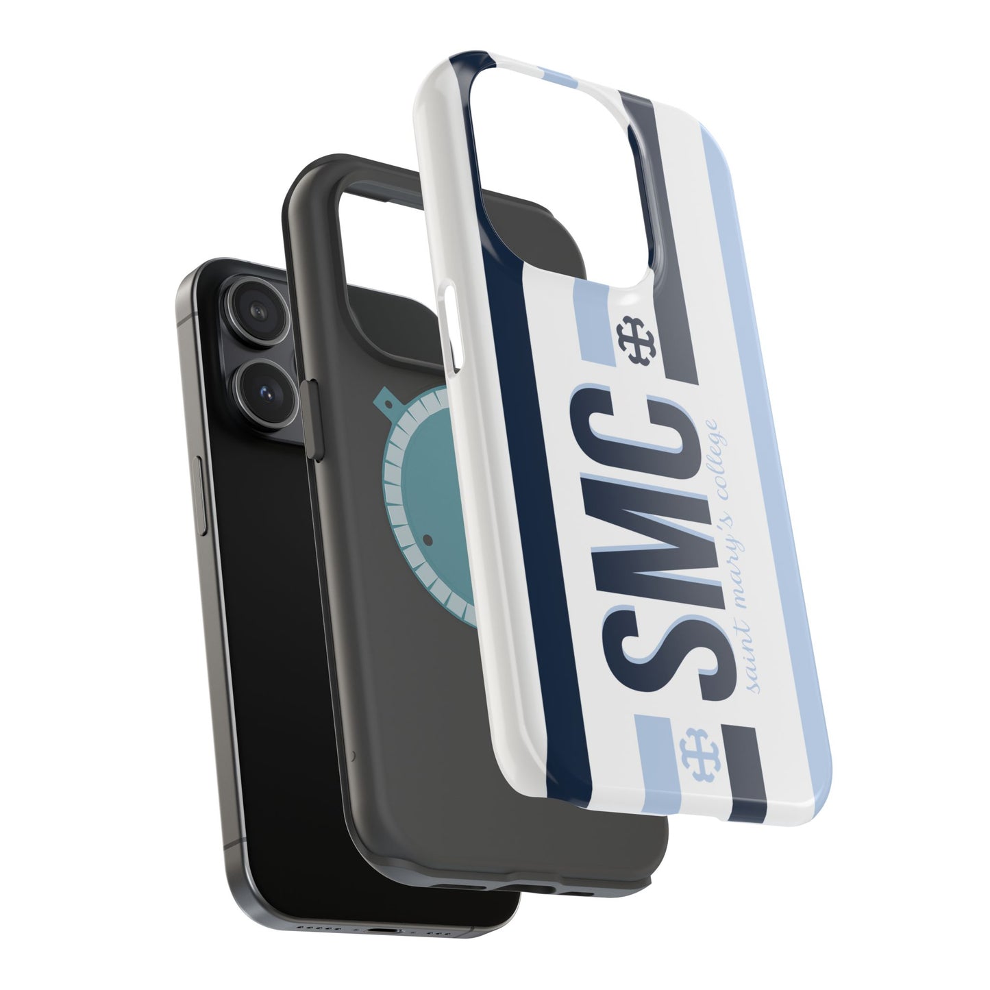 Saint Mary's College Navy/Belles Blue Striped Magnetic Phone Case | French Cross | Better in Blue Co.