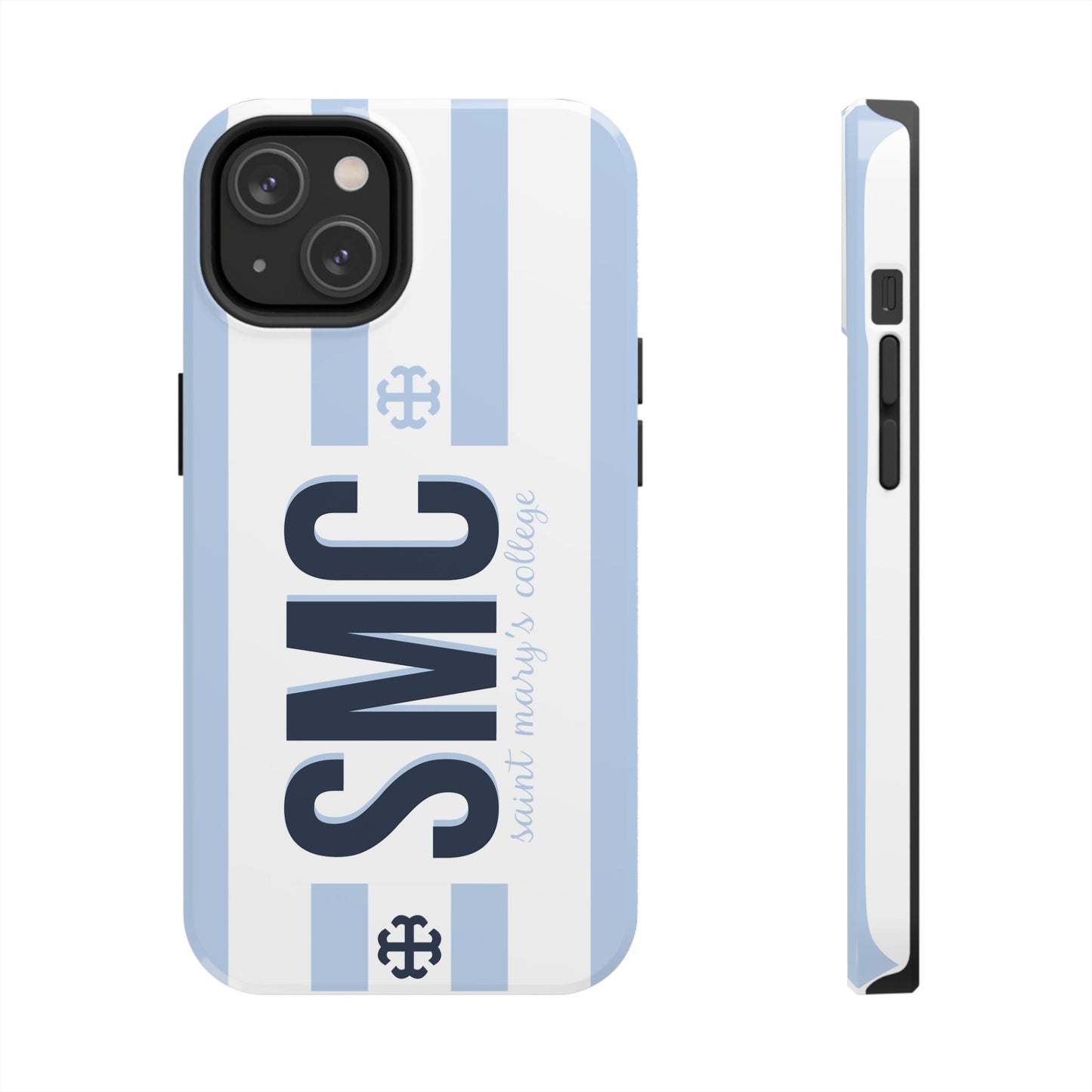 Saint Mary's College Belles Blue Striped Phone Case | French Cross | Better in Blue Co.