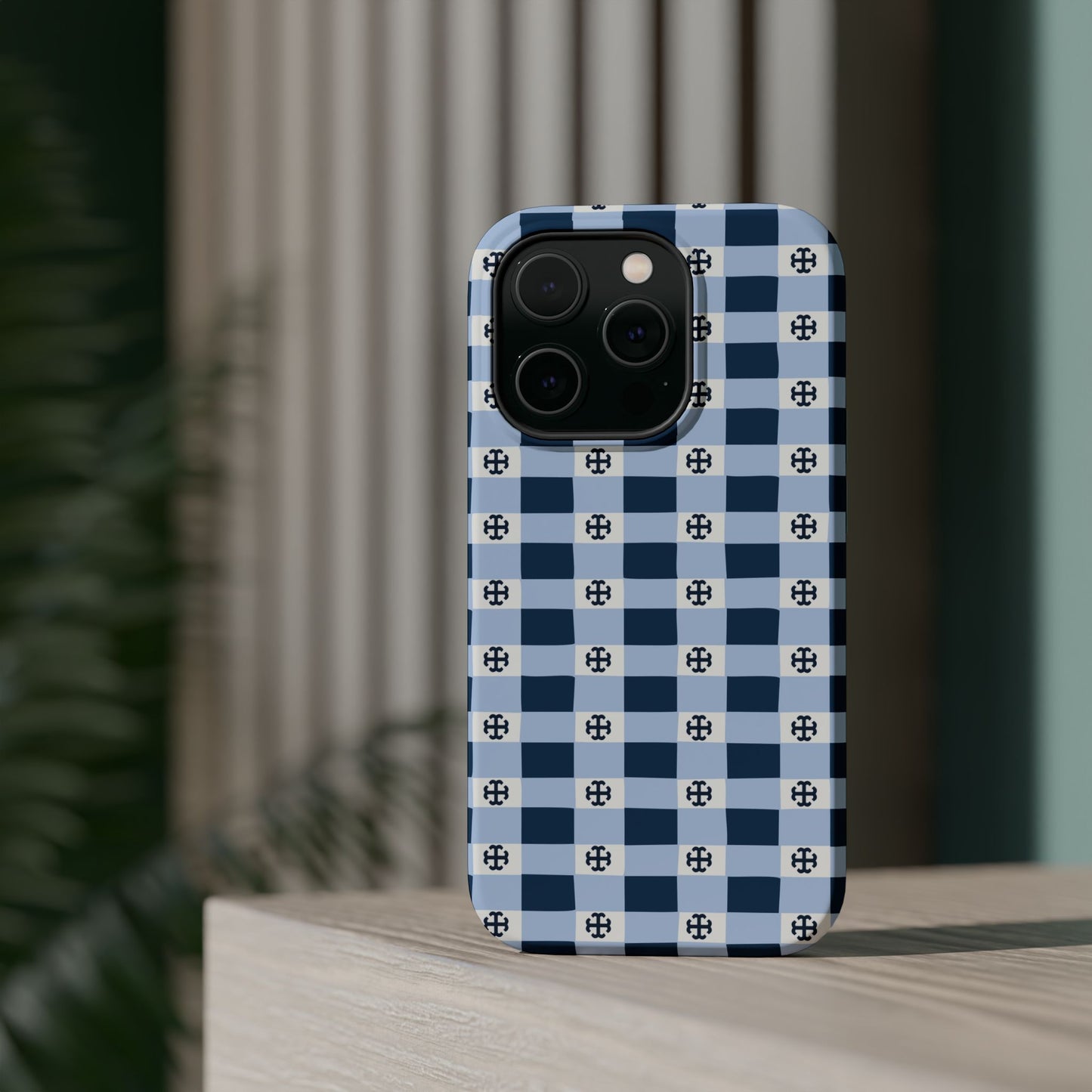 Saint Mary's College Gingham French Cross Magnetic Phone Case | Belles Blue | Better in Blue Co.