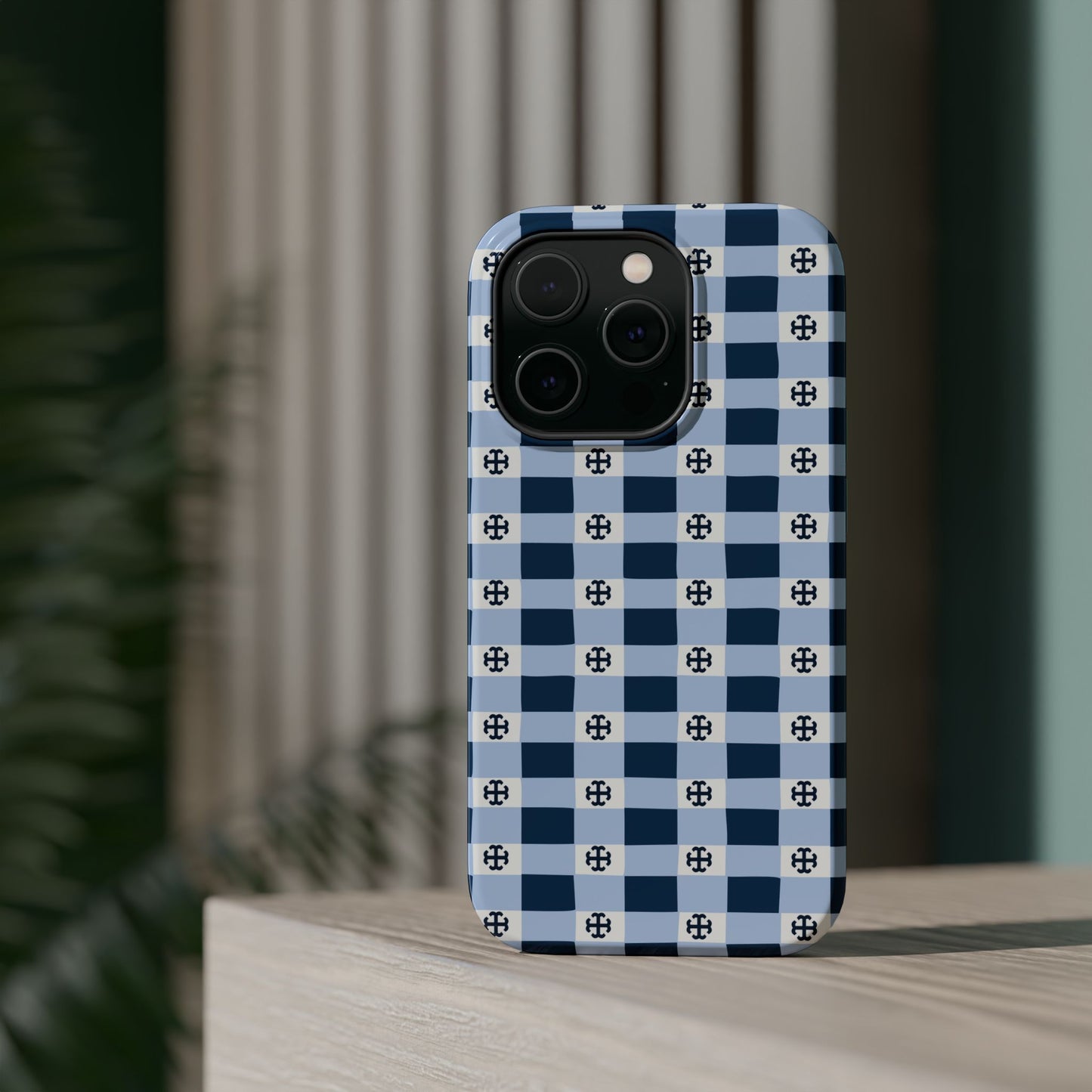 Saint Mary's College Gingham French Cross Magnetic Phone Case | Belles Blue | Better in Blue Co.