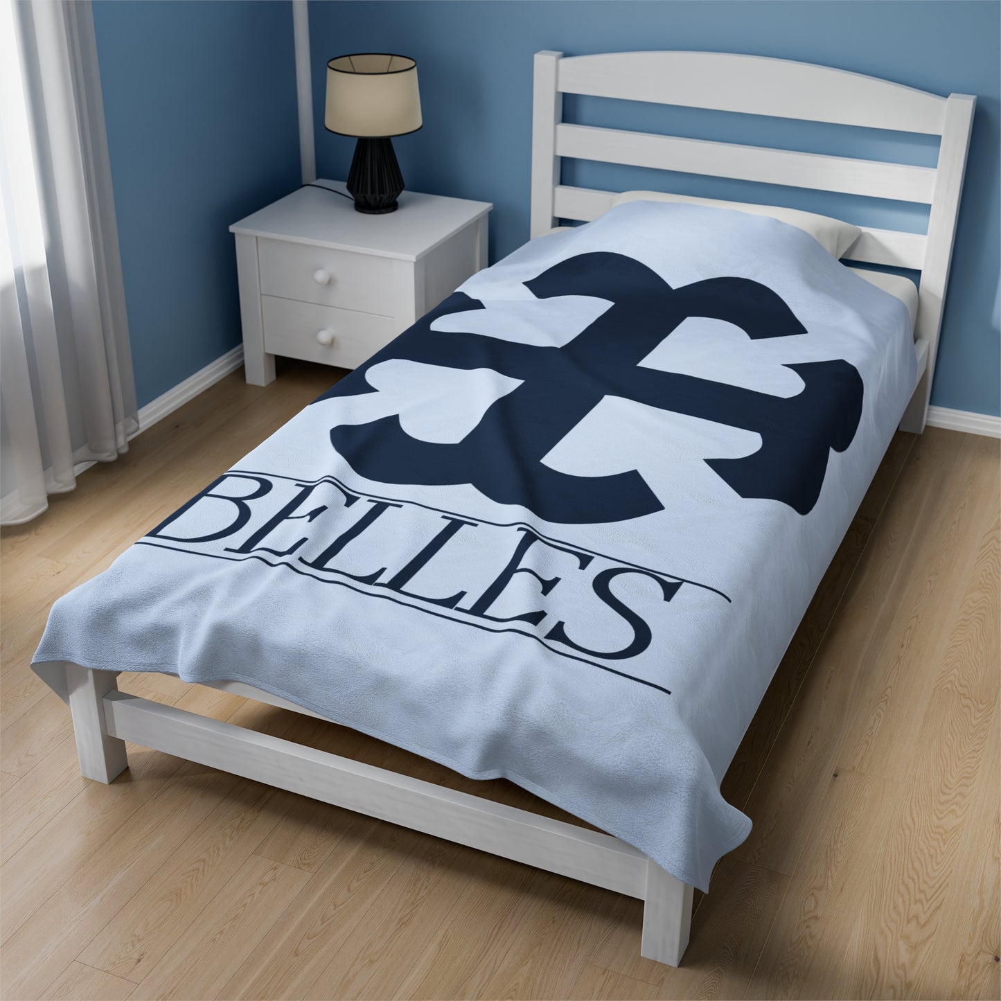 Saint Mary's College French Cross Belles | Velveteen Plush Blanket | Belles Blue | Better in Blue Co.