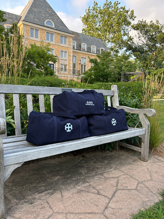 French Cross Embroidered Duffel Bag |Saint Mary's College| Navy Blue | Vera Bradley | Custom | 3 Week Turnaround | Better in Blue Co.