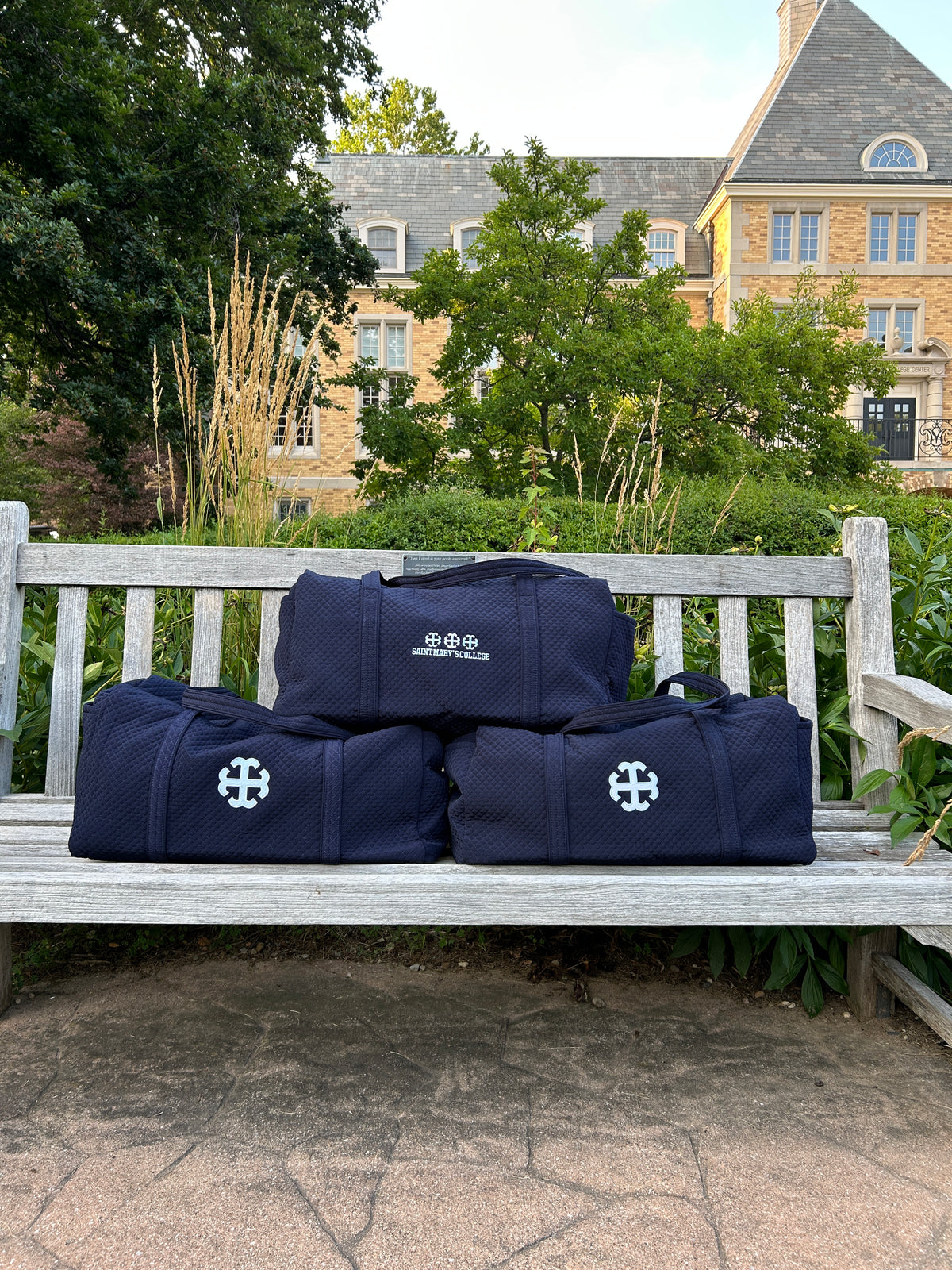 French Cross Embroidered Duffel Bag |Saint Mary's College| Navy Blue | Vera Bradley | Custom | 3 Week Turnaround | Better in Blue Co.