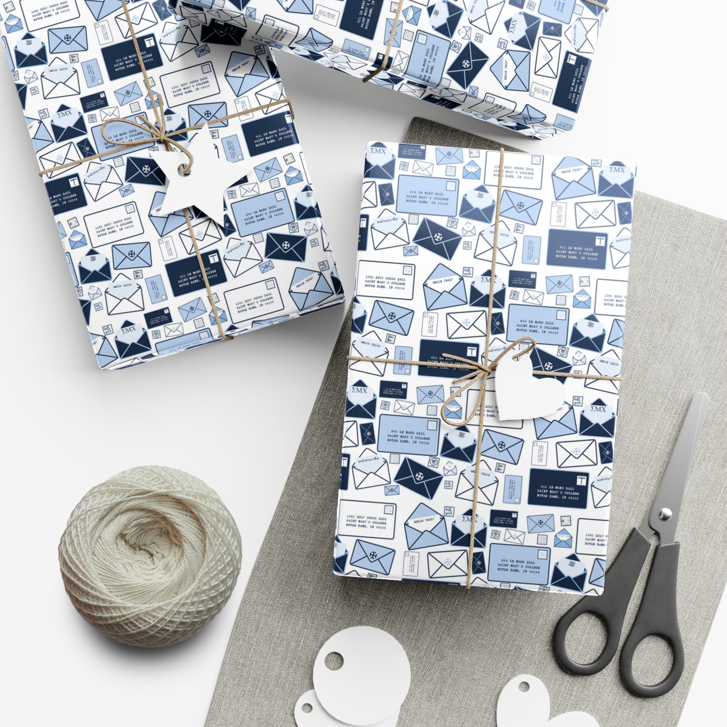 Saint Mary's College Love Letters Wrapping Paper | French Cross | Smick | Belles Blue | Better in Blue Co.