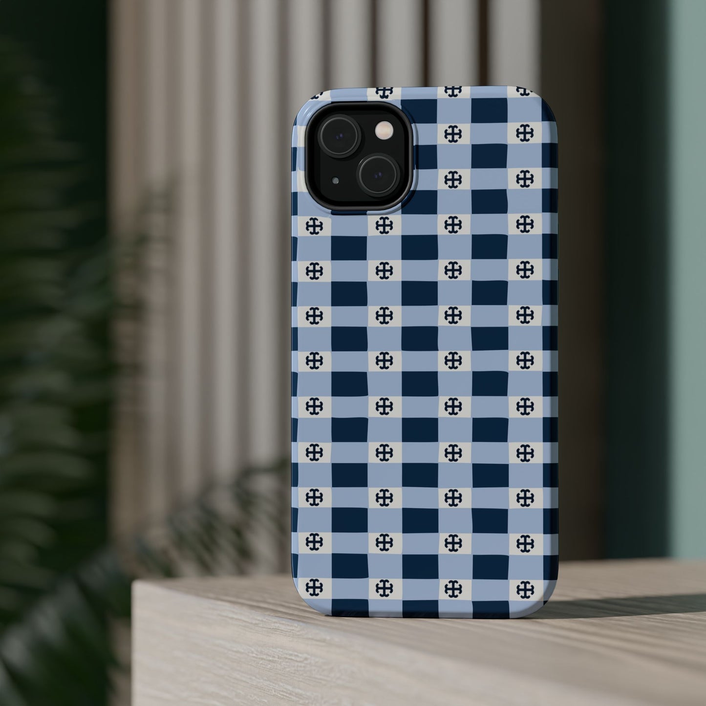 Saint Mary's College Gingham French Cross Magnetic Phone Case | Belles Blue | Better in Blue Co.