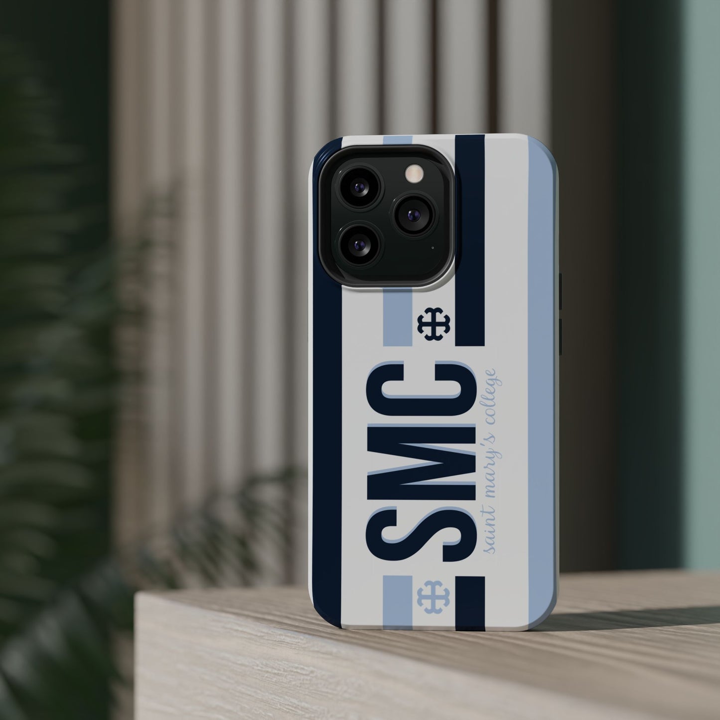 Saint Mary's College Navy/Belles Blue Striped Magnetic Phone Case | French Cross | Better in Blue Co.