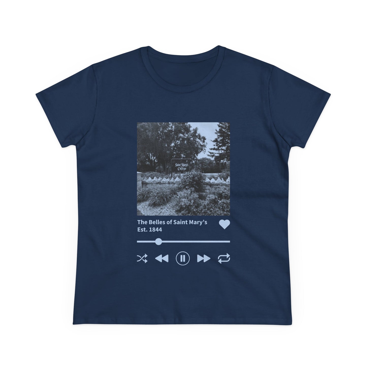 Saint Mary's College "The Belles of Saint Mary's" Music Player Women's Midweight Cotton Tee | Better in Blue Co.