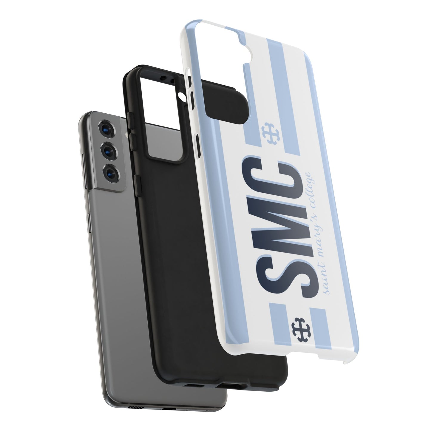 Saint Mary's College Belles Blue Striped Phone Case | French Cross | Better in Blue Co.