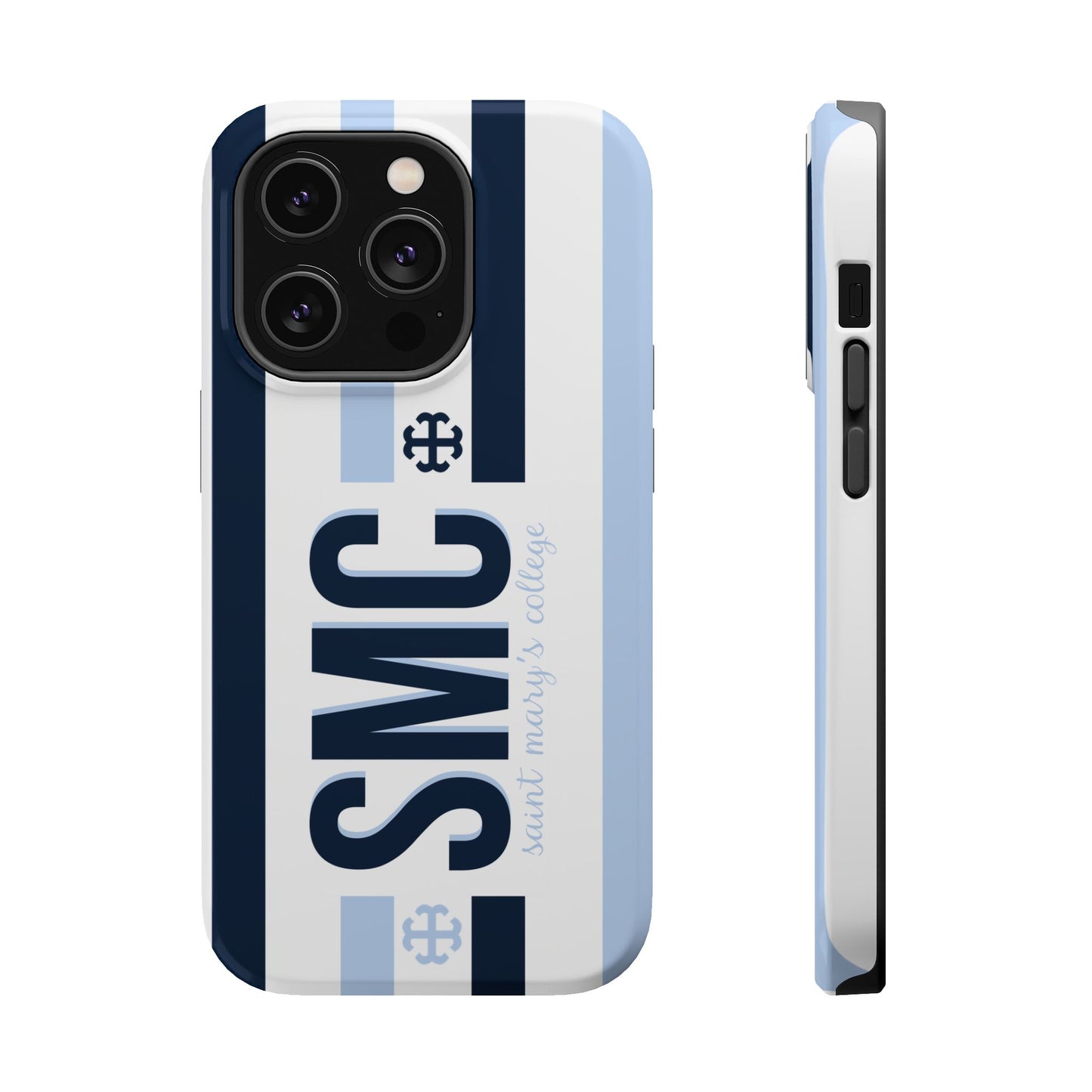 Saint Mary's College Navy/Belles Blue Striped Magnetic Phone Case | French Cross | Better in Blue Co.