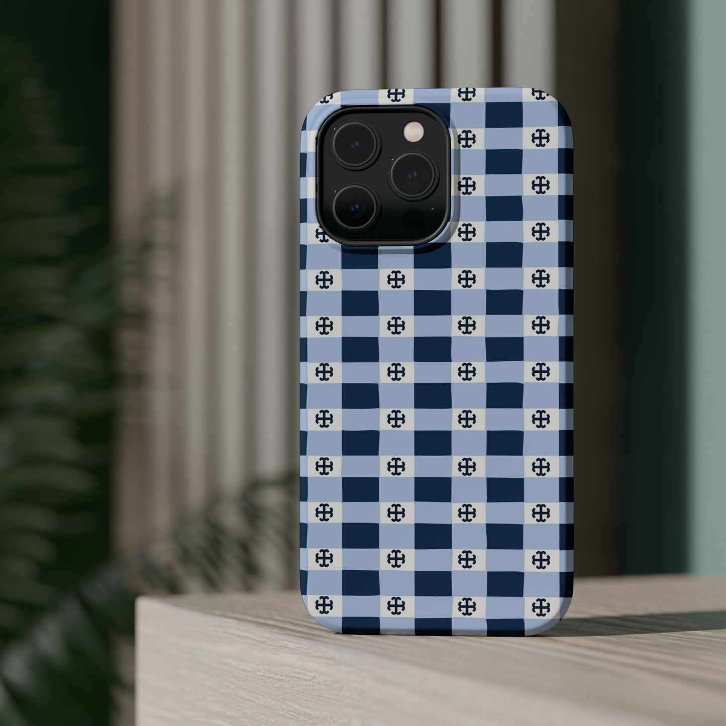 Saint Mary's College Gingham French Cross Magnetic Phone Case | Belles Blue | Better in Blue Co.