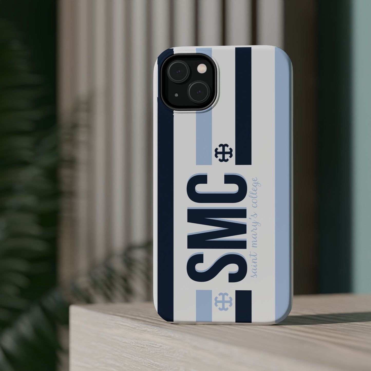 Saint Mary's College Navy/Belles Blue Striped Magnetic Phone Case | French Cross | Better in Blue Co.