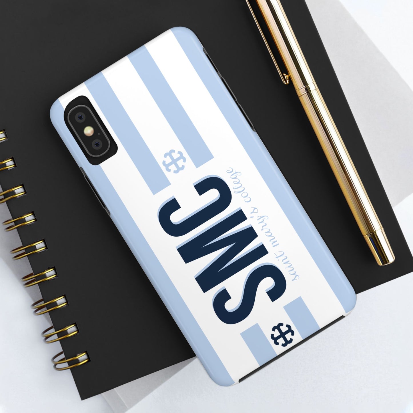 Saint Mary's College Belles Blue Striped Phone Case | French Cross | Better in Blue Co.