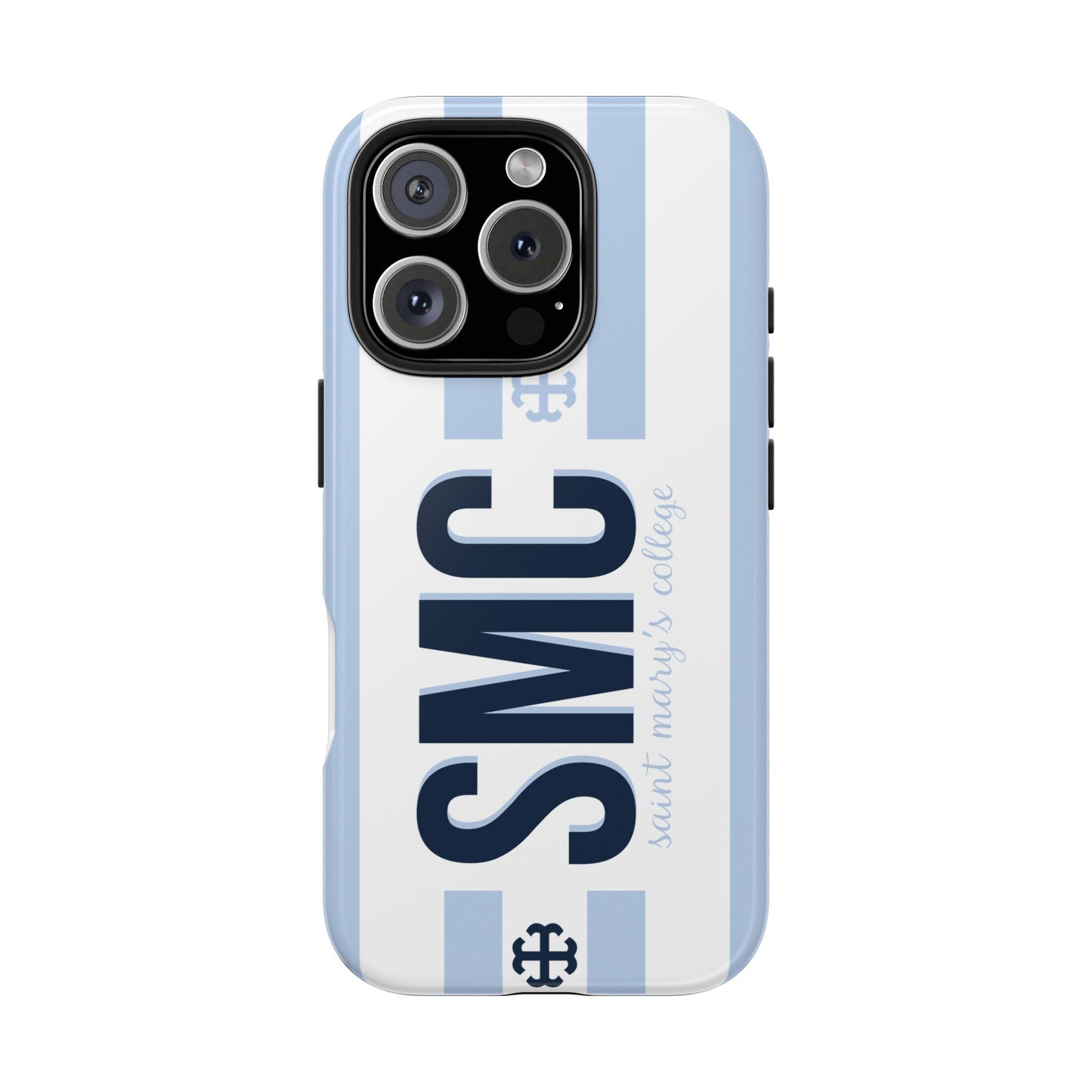 Saint Mary's College Belles Blue Striped Phone Case | French Cross | Better in Blue Co.
