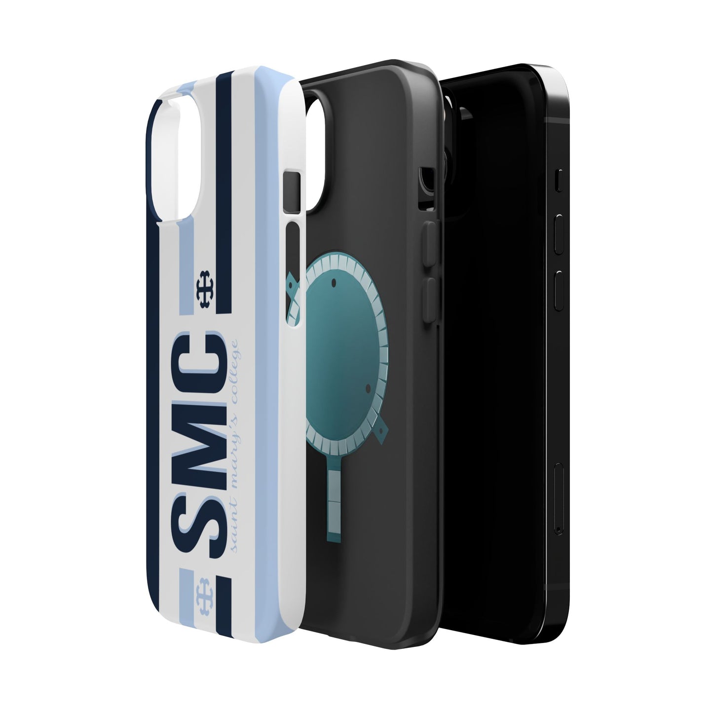 Saint Mary's College Navy/Belles Blue Striped Magnetic Phone Case | French Cross | Better in Blue Co.