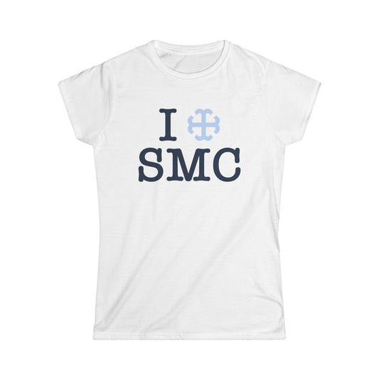 Saint Mary's College "I Heart SMC" Women's Softstyle Tee | French Cross | Belles Blue | Better in Blue Co.