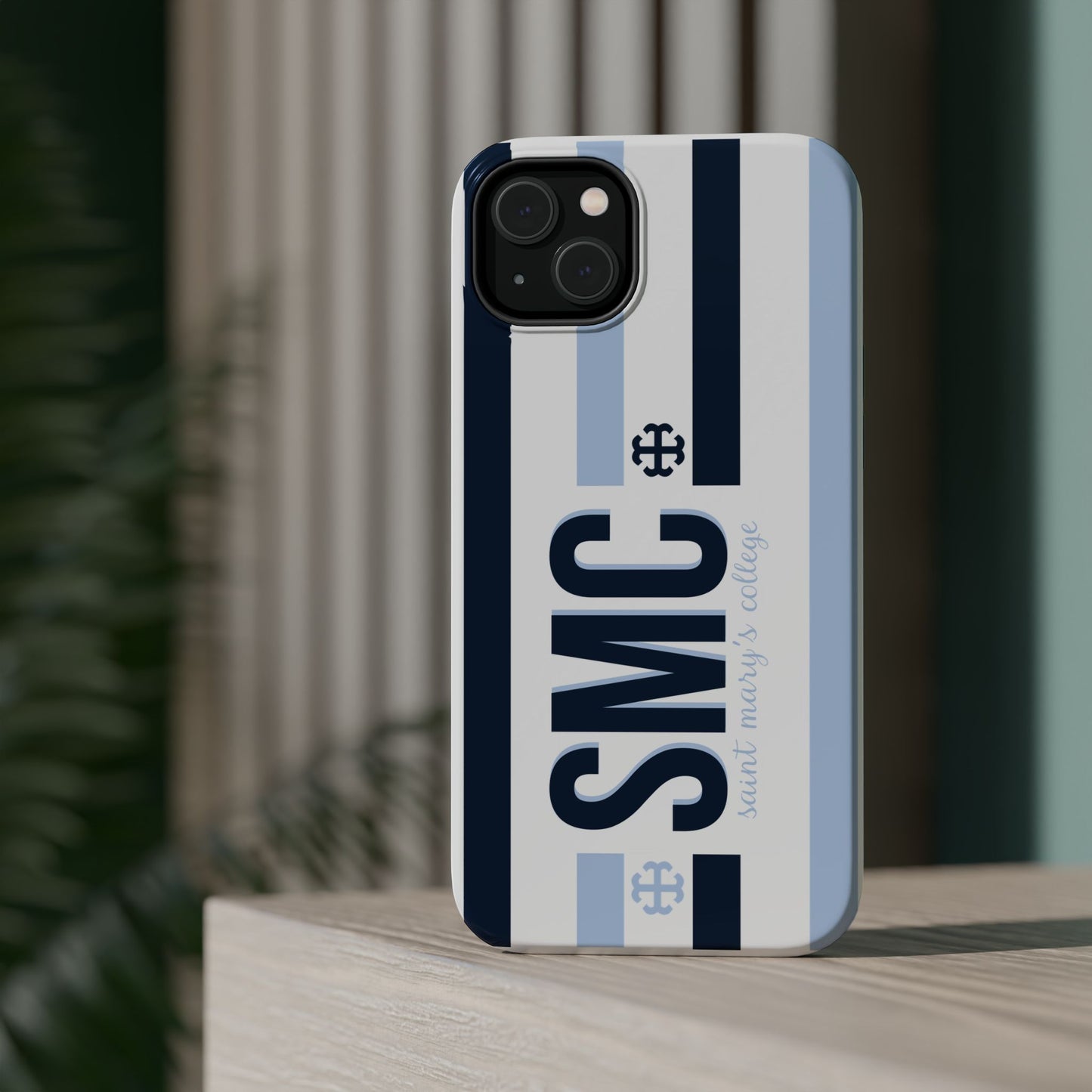Saint Mary's College Navy/Belles Blue Striped Magnetic Phone Case | French Cross | Better in Blue Co.