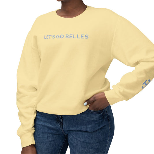 Saint Mary's College "Let's Go Belles" with French Cross Lightweight Crewneck | 1844 | Smick | Better in Blue Co.