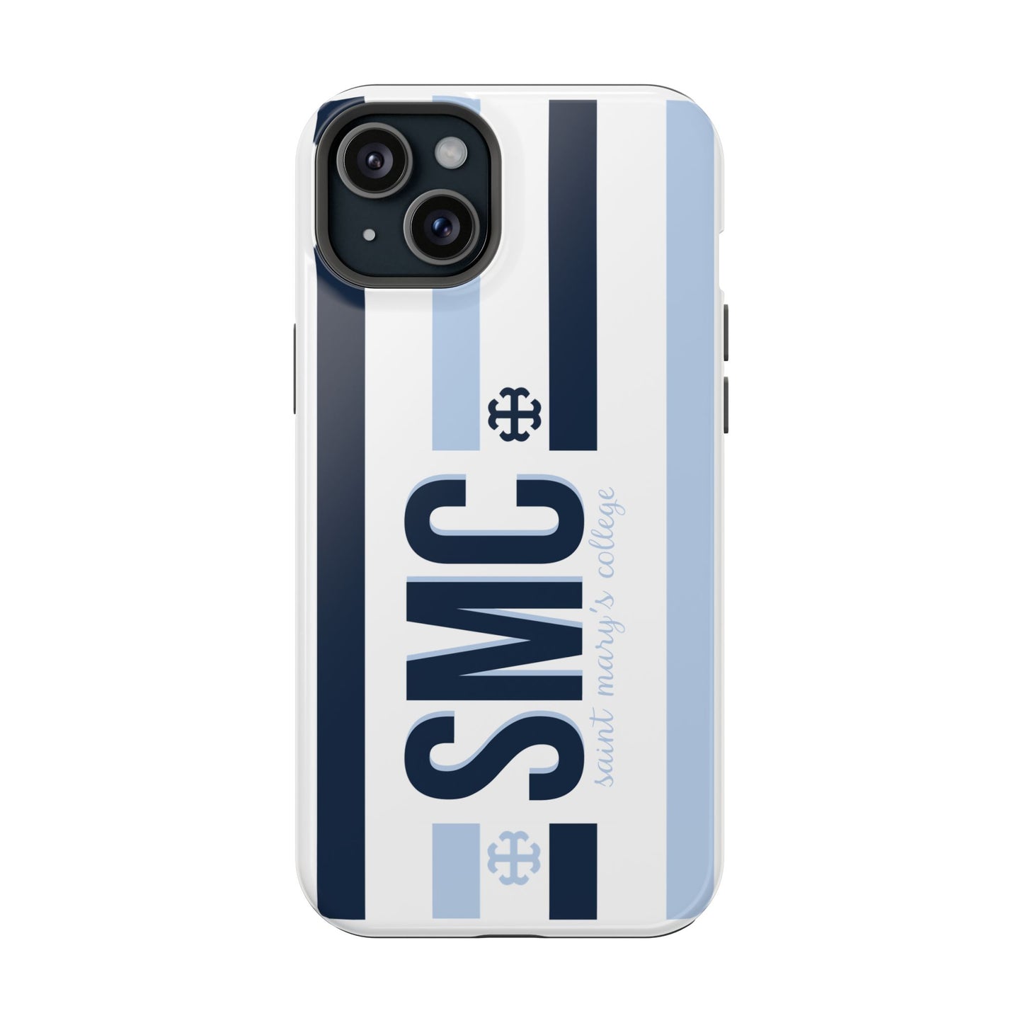 Saint Mary's College Navy/Belles Blue Striped Magnetic Phone Case | French Cross | Better in Blue Co.