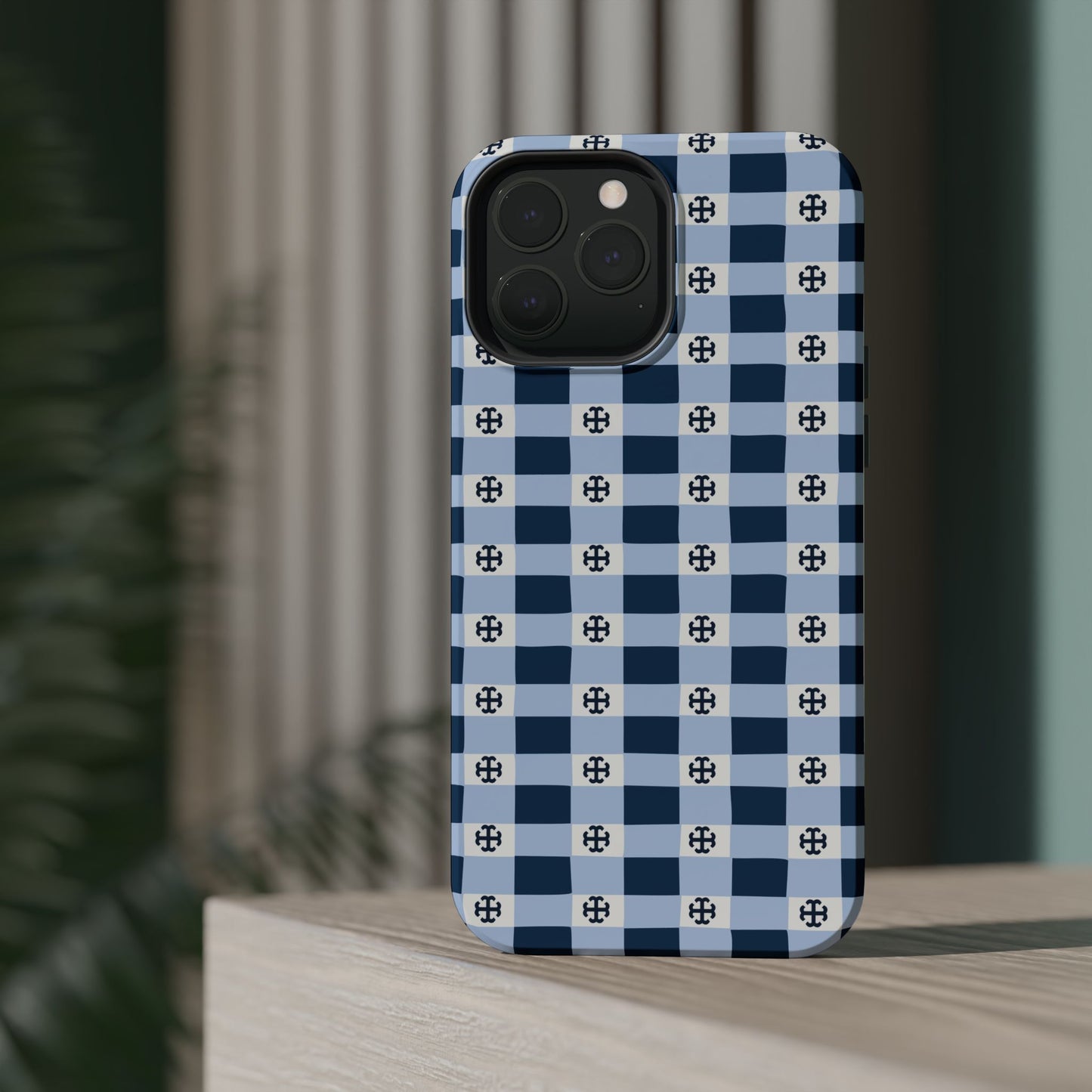 Saint Mary's College Gingham French Cross Magnetic Phone Case | Belles Blue | Better in Blue Co.