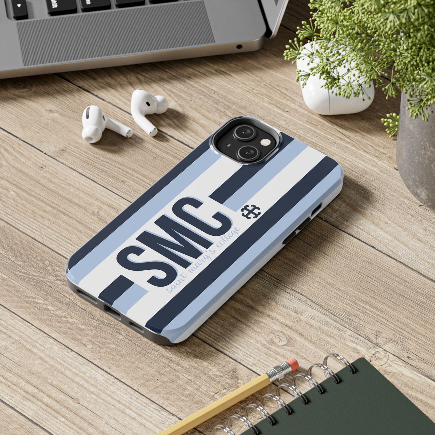 Saint Mary's College Phone Case SMC Navy/Belles Blue/White French Cross | Better in Blue Co.