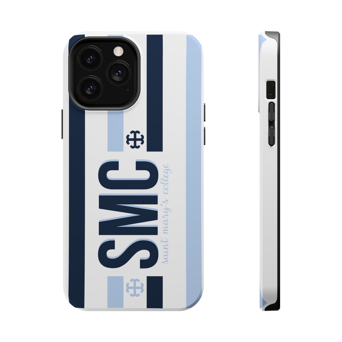 Saint Mary's College Navy/Belles Blue Striped Magnetic Phone Case | French Cross | Better in Blue Co.