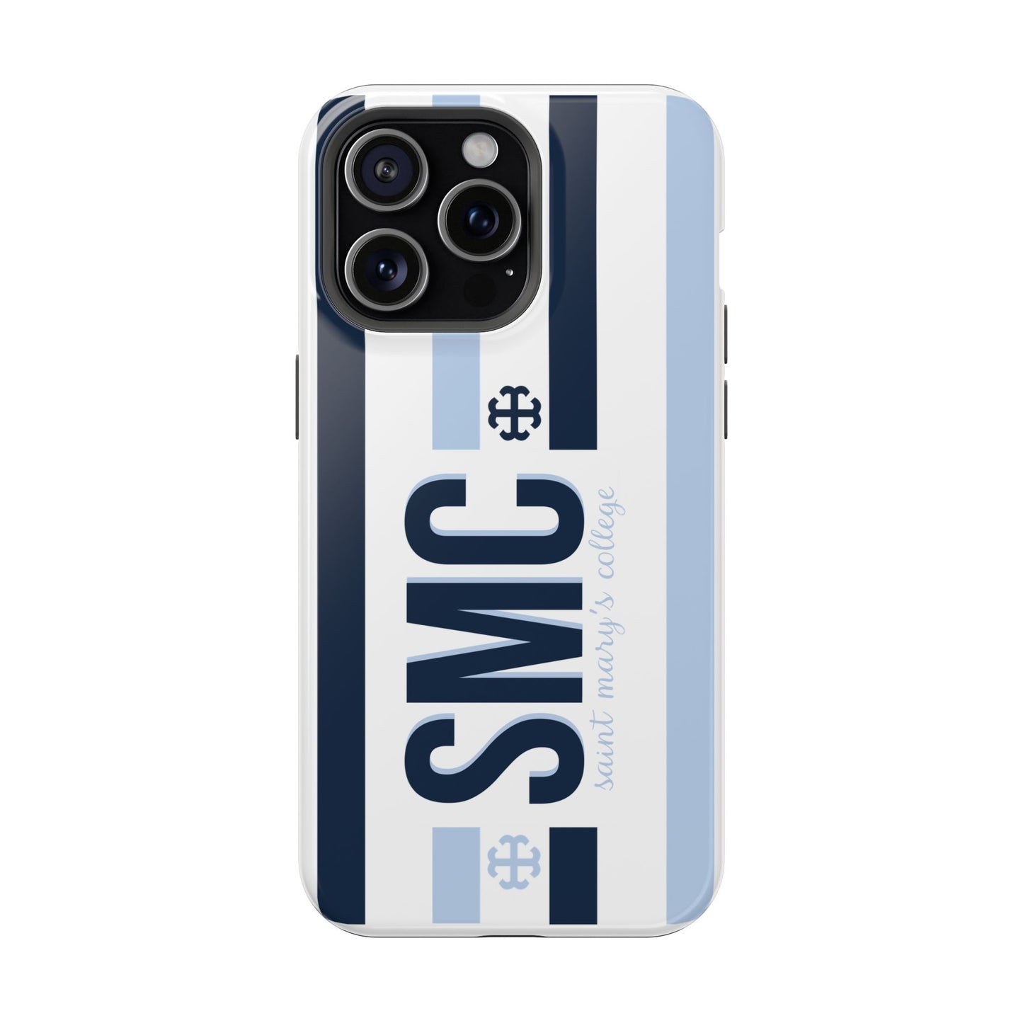 Saint Mary's College Navy/Belles Blue Striped Magnetic Phone Case | French Cross | Better in Blue Co.