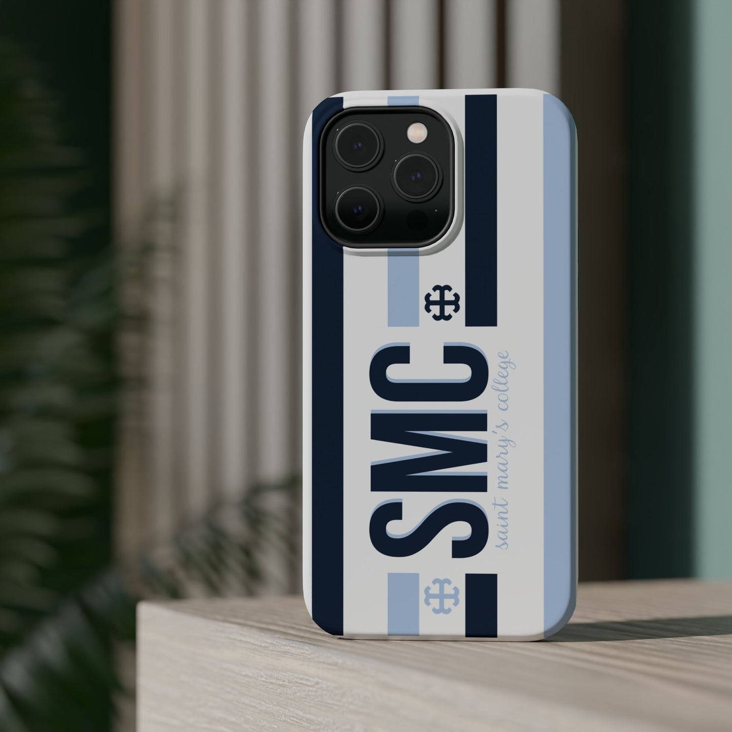 Saint Mary's College Navy/Belles Blue Striped Magnetic Phone Case | French Cross | Better in Blue Co.