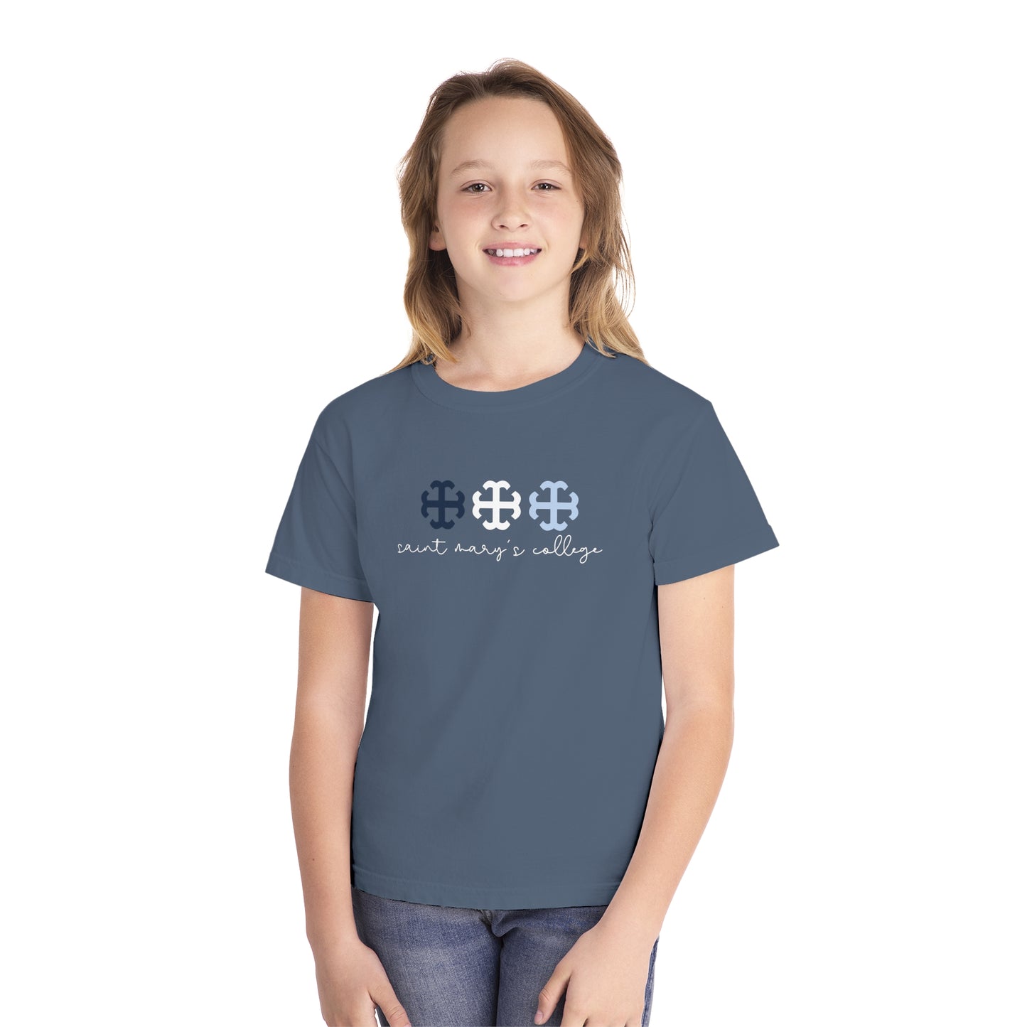 Youth Saint Mary's College French Cross Tee | Belles | Smick | Better in Blue Co.