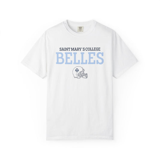 Saint Mary's College Belles with Football Helmet | 44 | Unisex T-shirt | French Cross | Better in Blue Co.