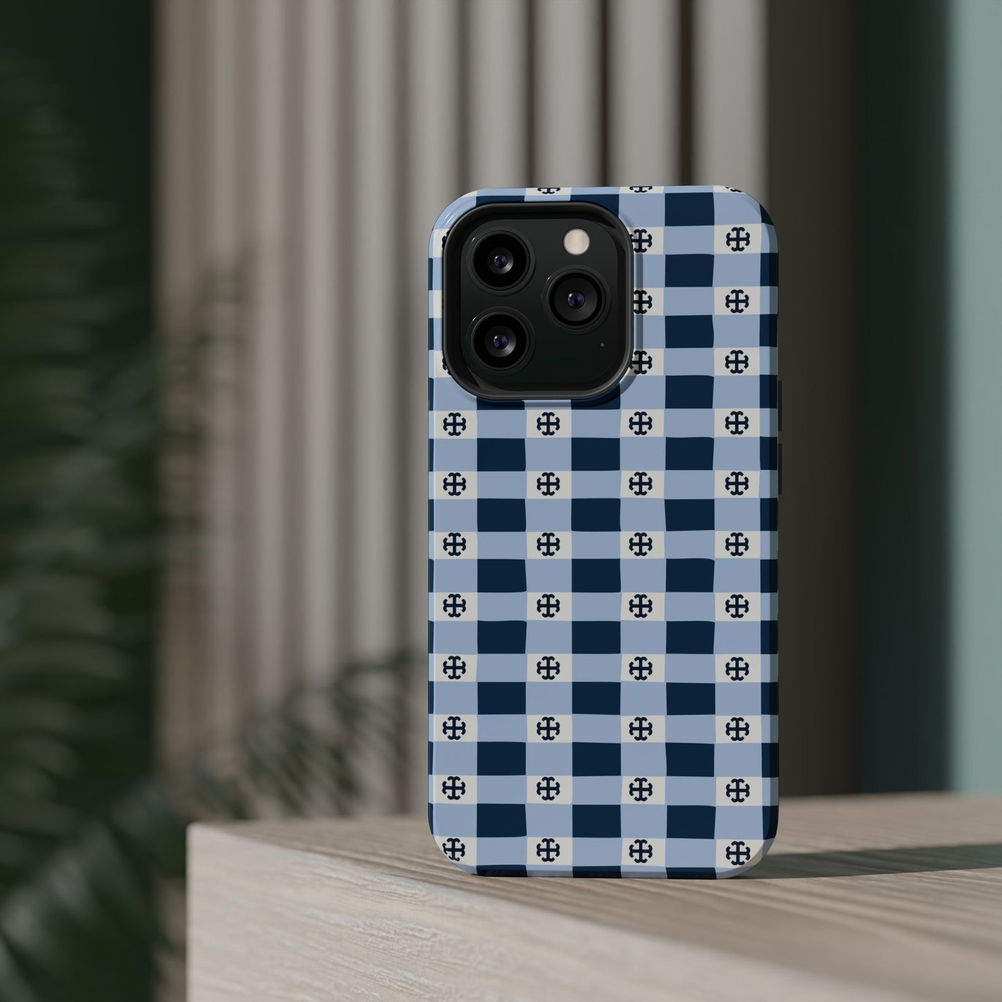 Saint Mary's College Gingham French Cross Magnetic Phone Case | Belles Blue | Better in Blue Co.