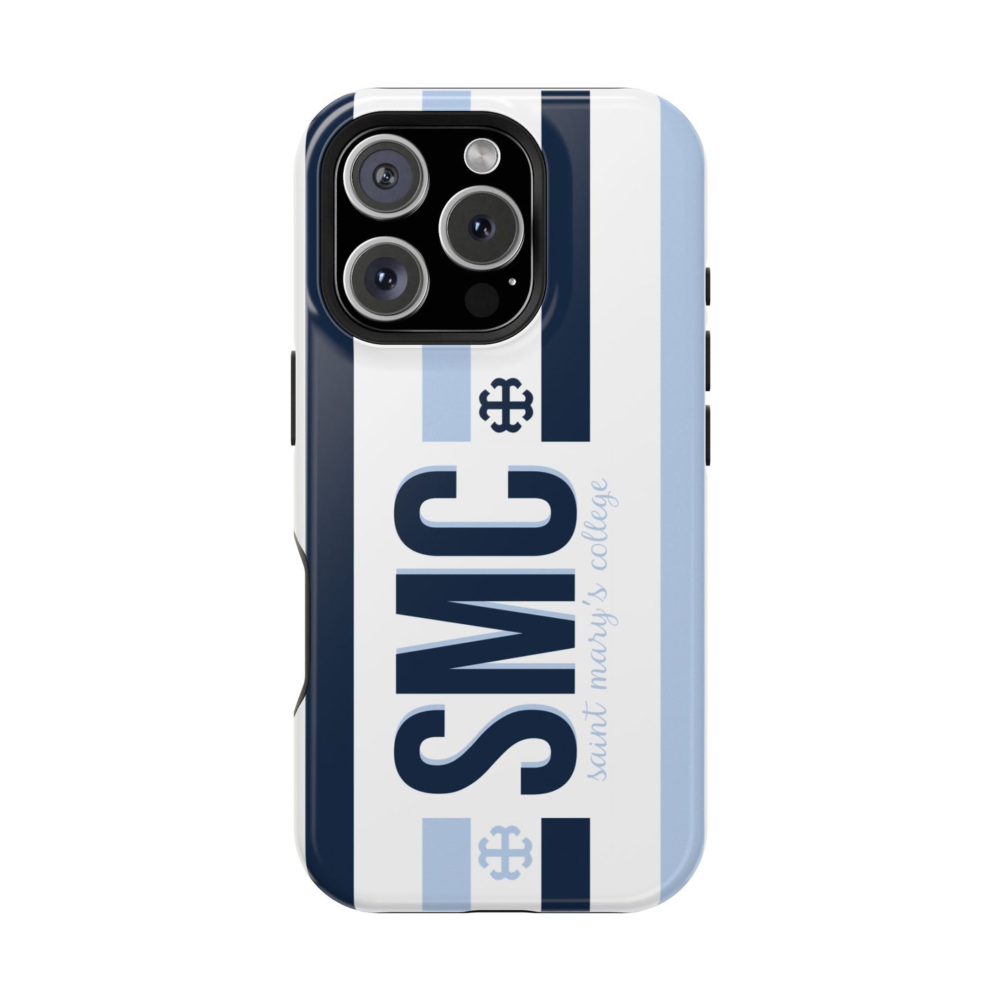 Saint Mary's College Navy/Belles Blue Striped Magnetic Phone Case | French Cross | Better in Blue Co.