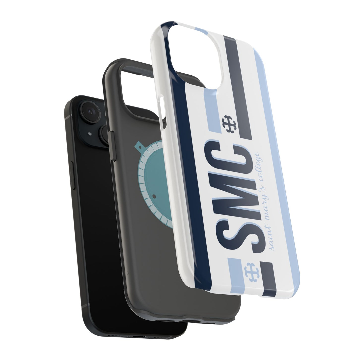 Saint Mary's College Navy/Belles Blue Striped Magnetic Phone Case | French Cross | Better in Blue Co.