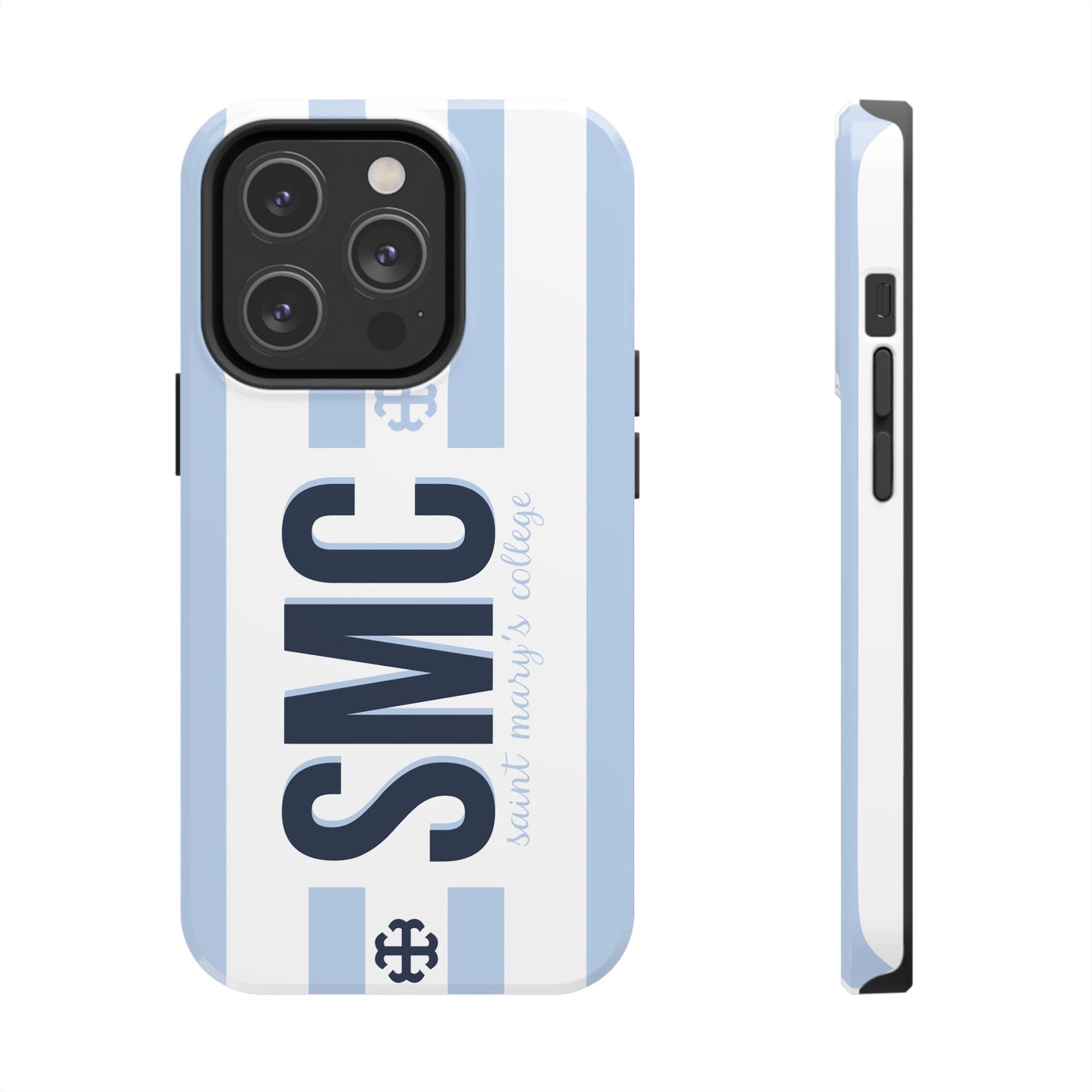 Saint Mary's College Belles Blue Striped Phone Case | French Cross | Better in Blue Co.