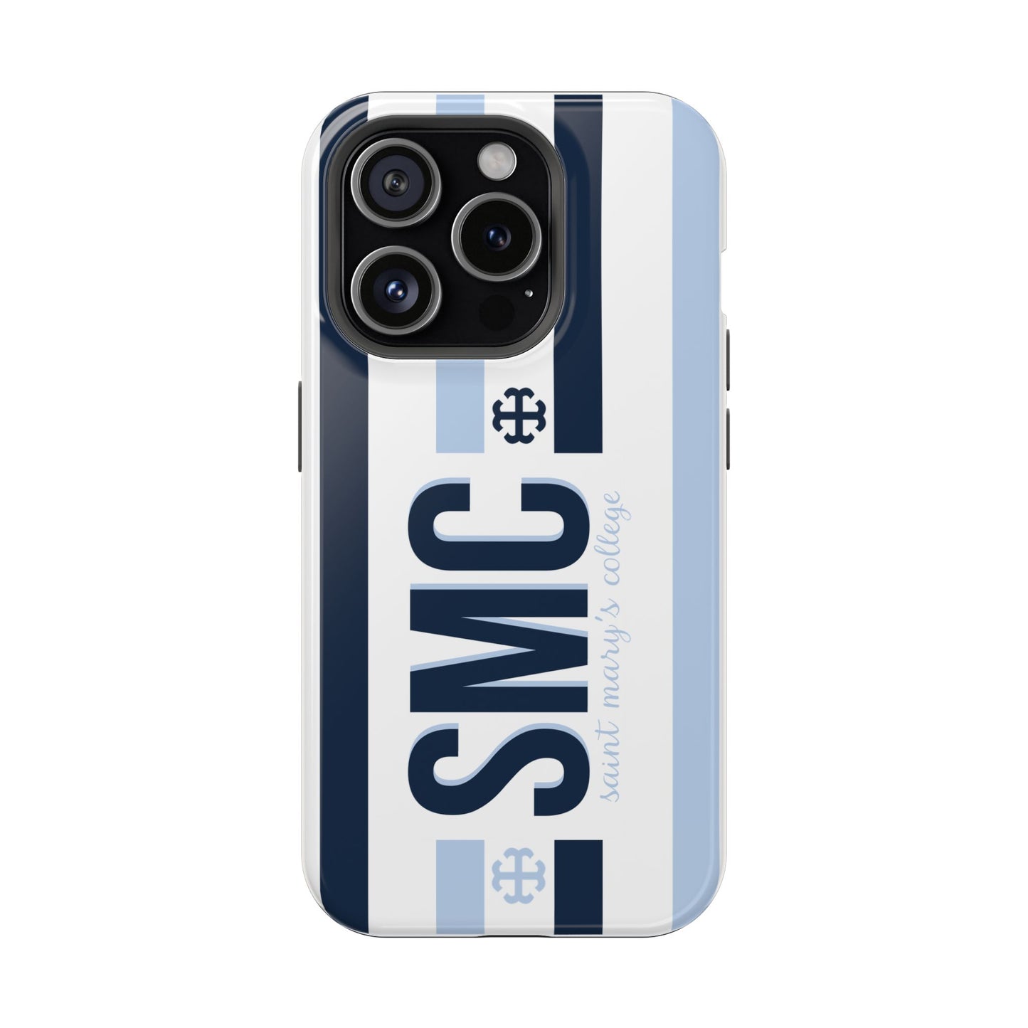Saint Mary's College Navy/Belles Blue Striped Magnetic Phone Case | French Cross | Better in Blue Co.